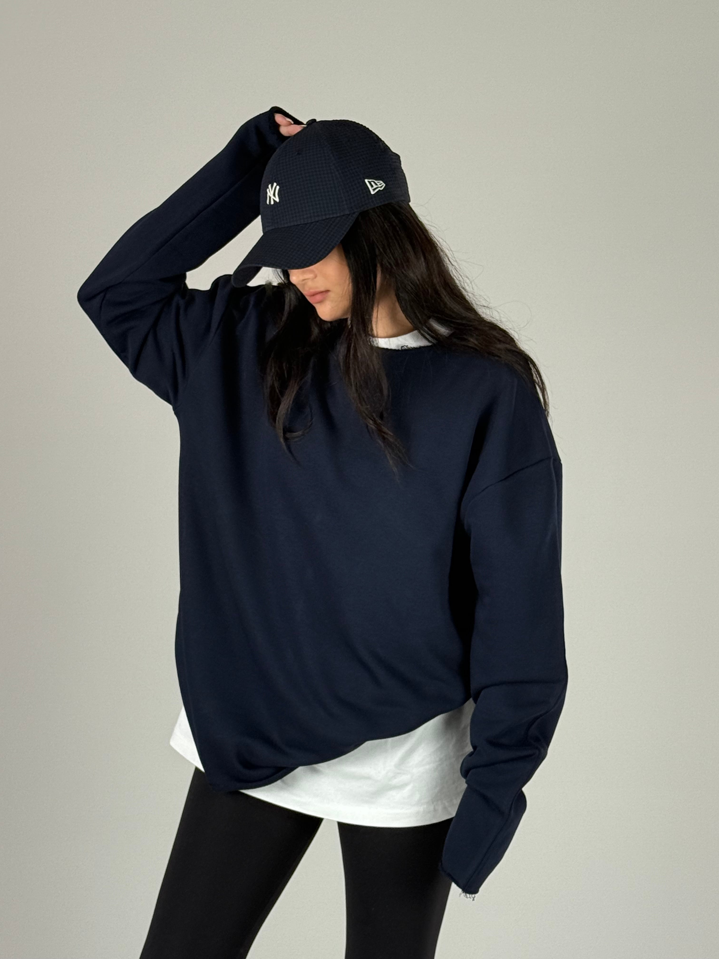 Oversize Lacivert Kadın Sweat
