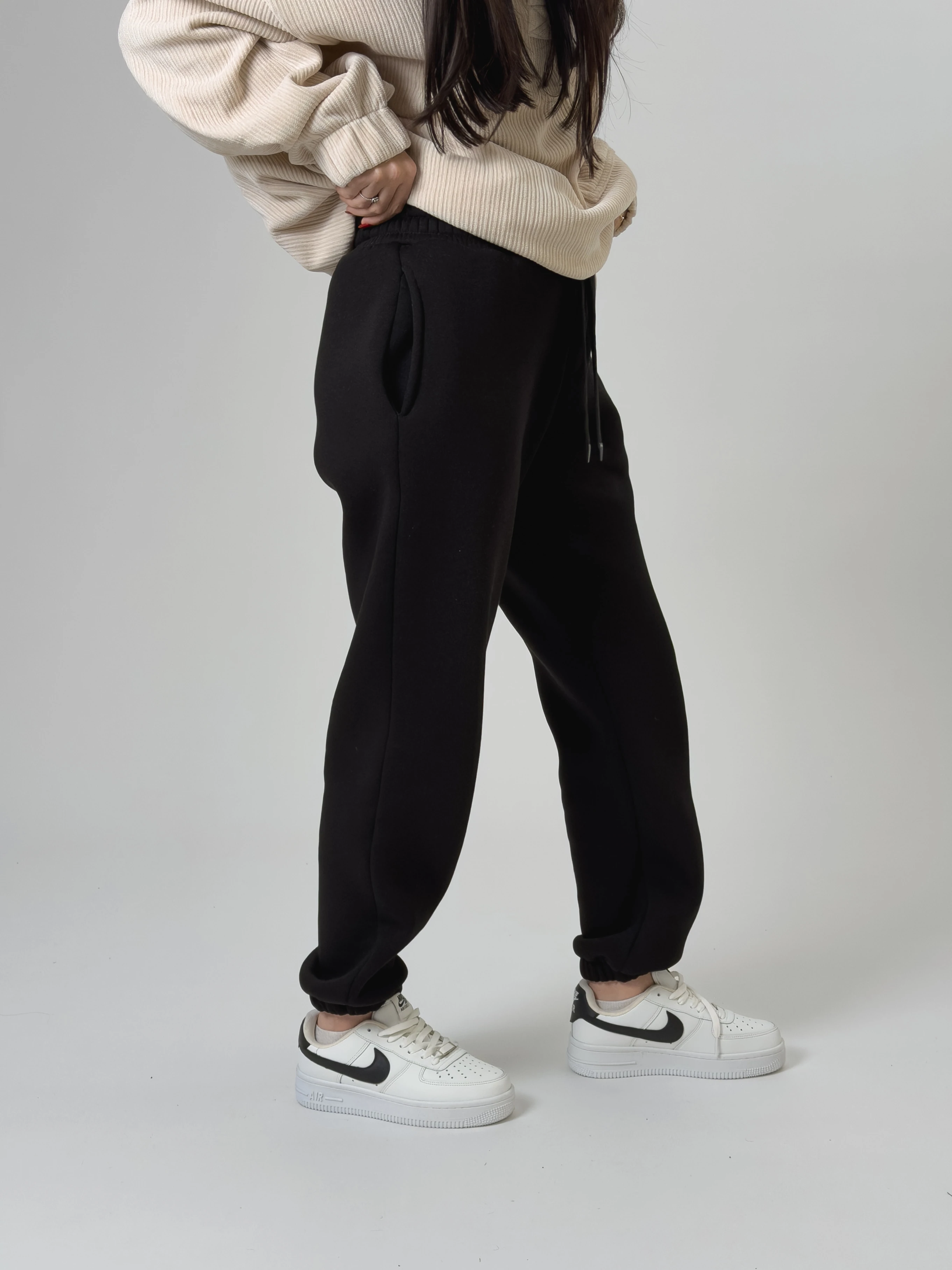 Şardonlu Siyah Kadın Jogger Eşofman COC2543