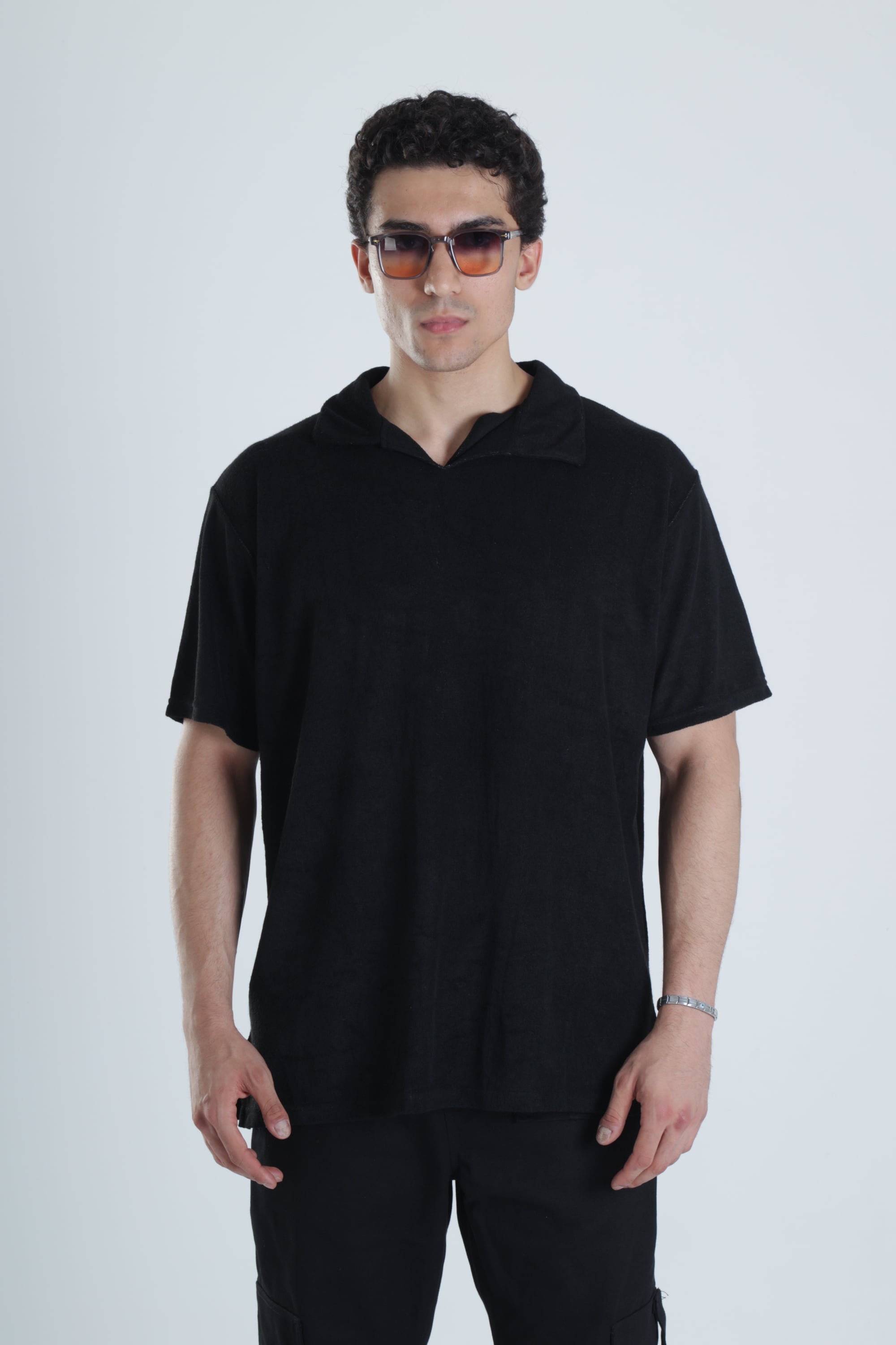 Erkek Siyah T-Shirt Dokuma Kumaş