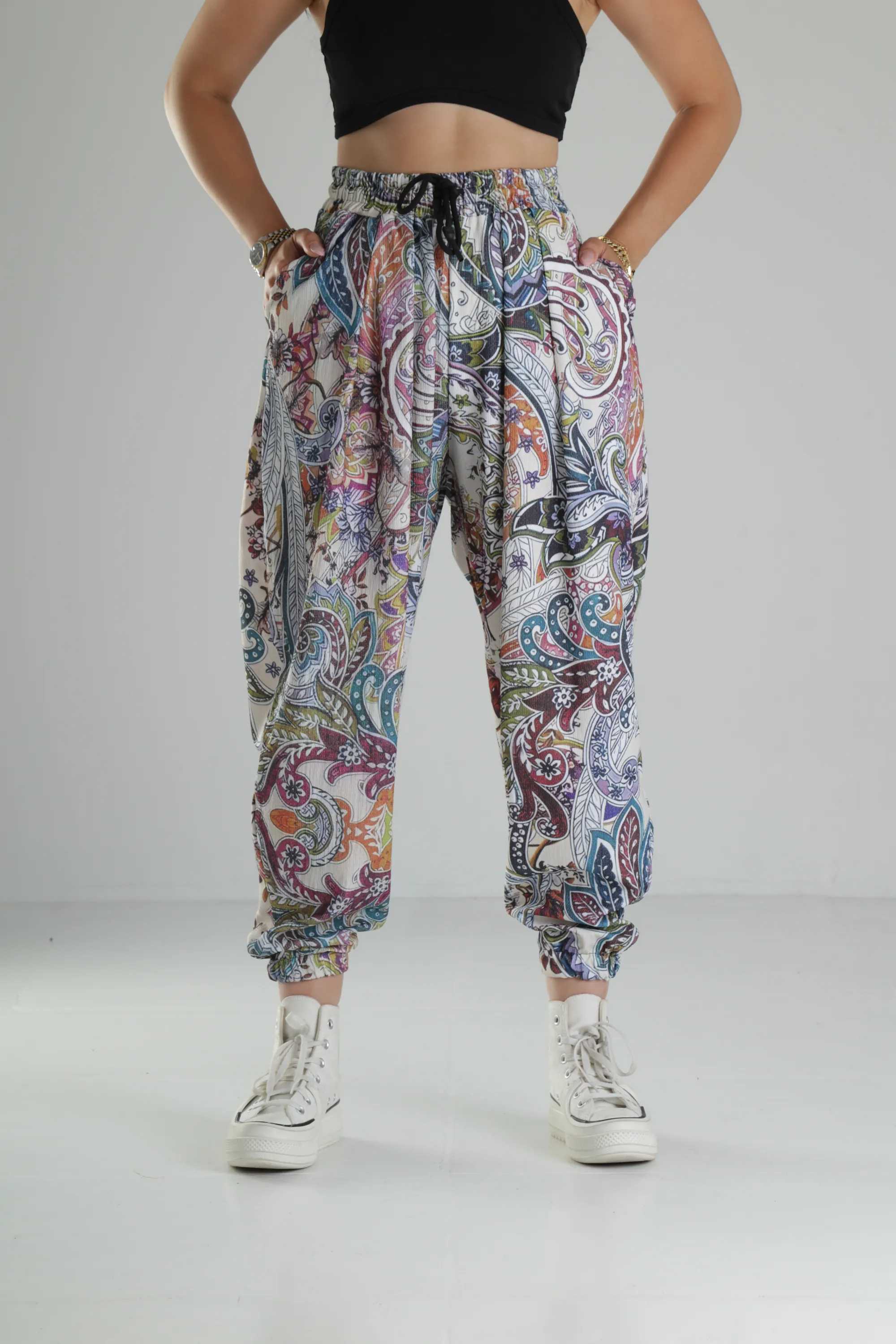 Pileli Bürümcük Kumaş Jogger Pantolon