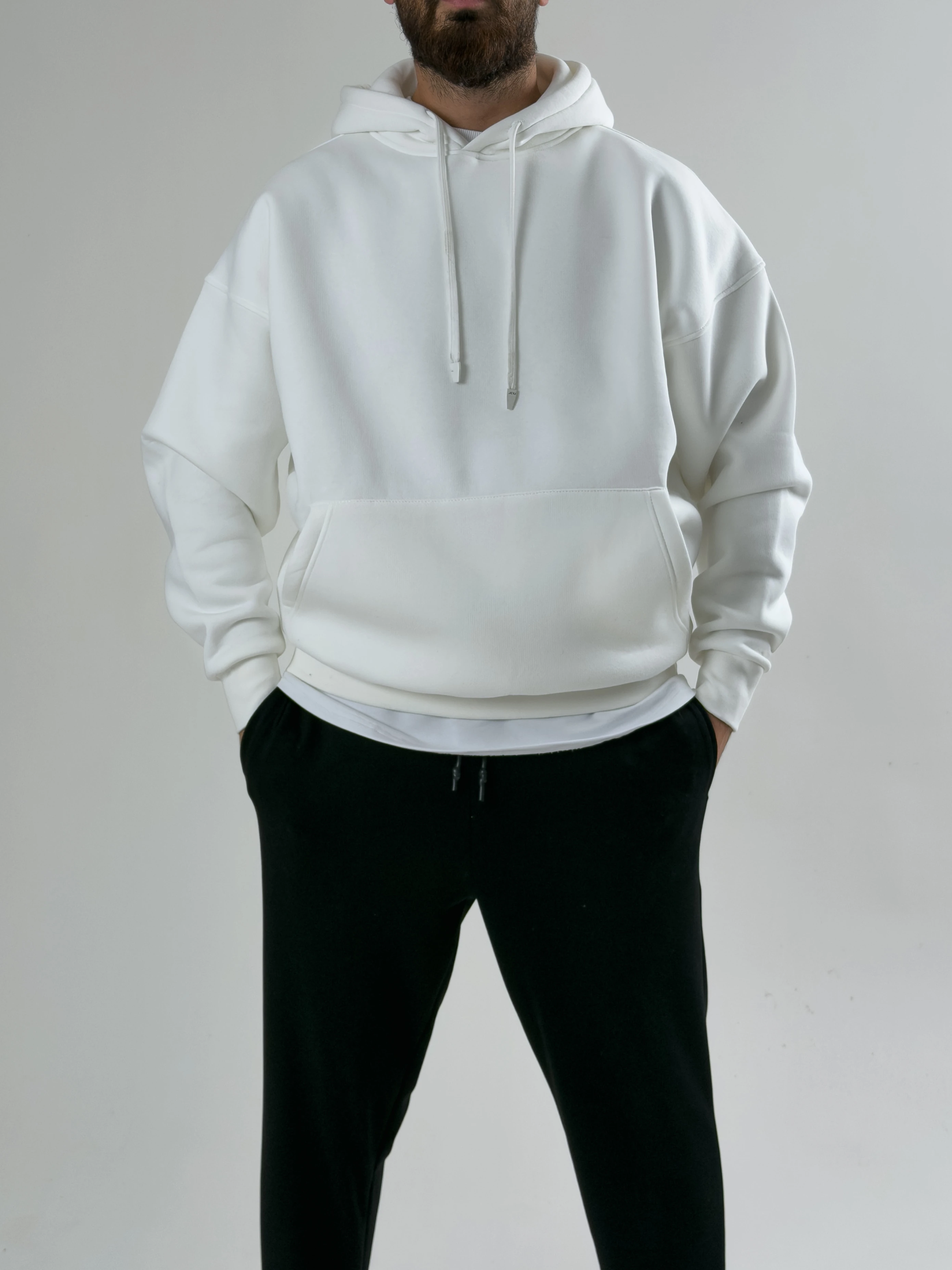 Erkek Şardonlu Ekru Hoodie COC2603