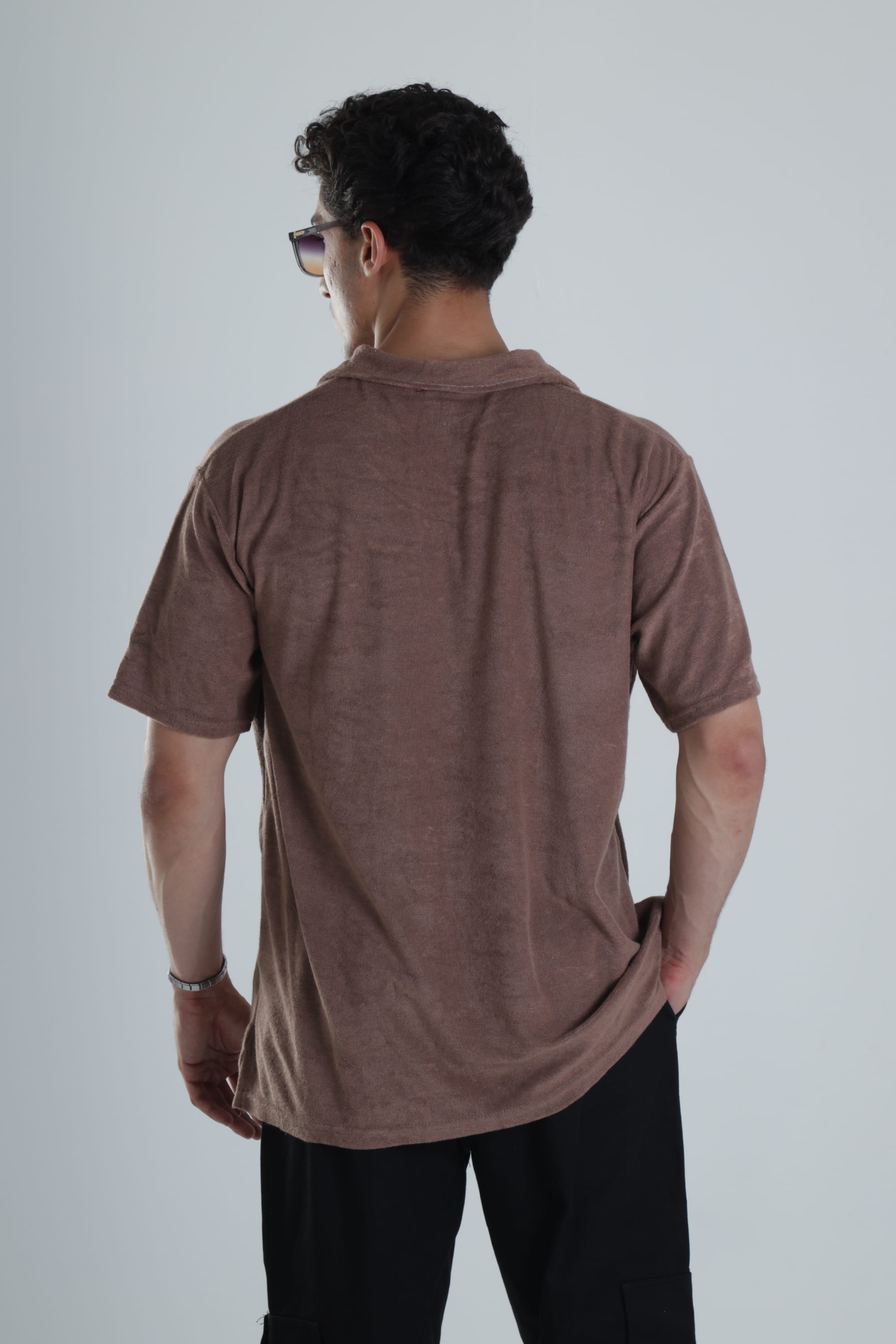 Erkek Kahve T-Shirt Dokuma Kumaş
