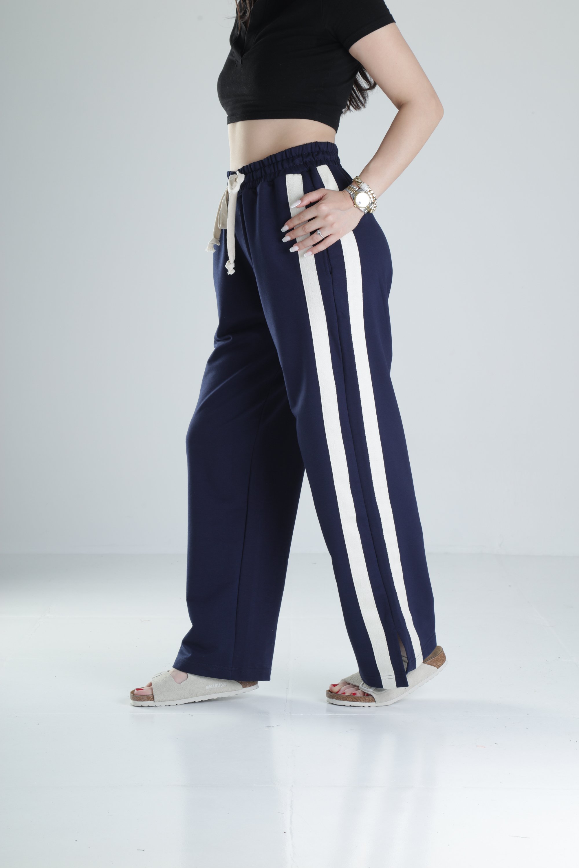 Yan Şerit Detaylı Lacivert Oversize Eşofman