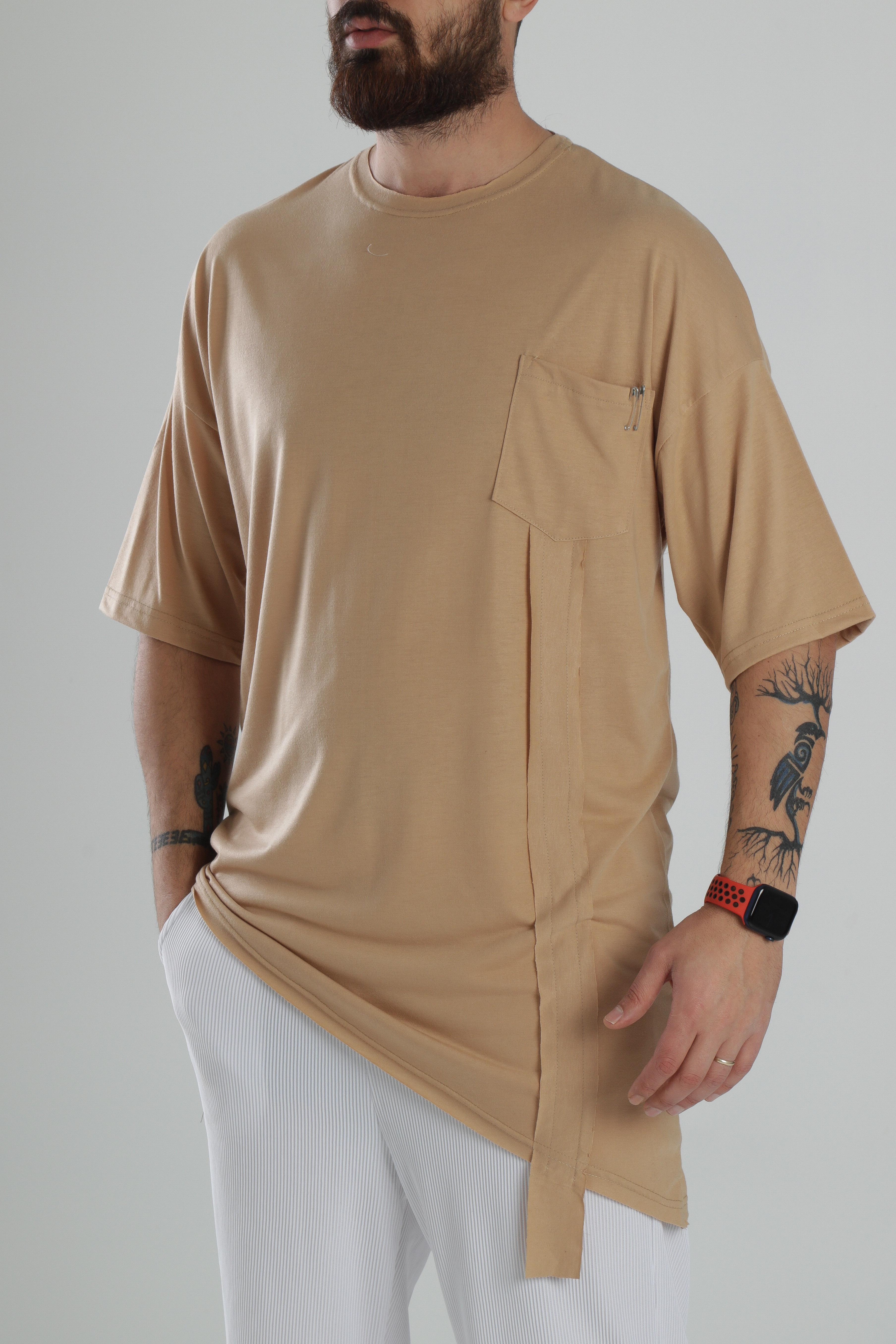 Kahverengi Asimetrik T-shirt