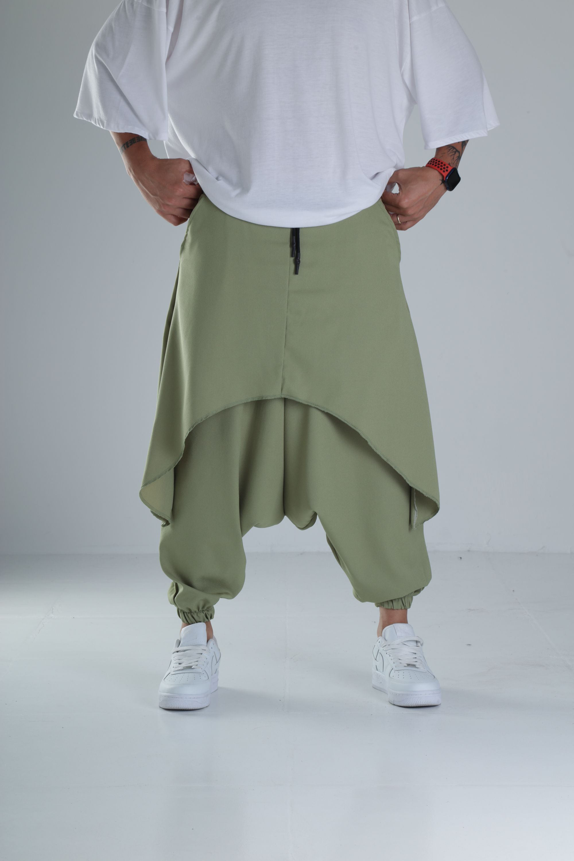 Oversize Şalvarlı Samurai Haki Pantolon