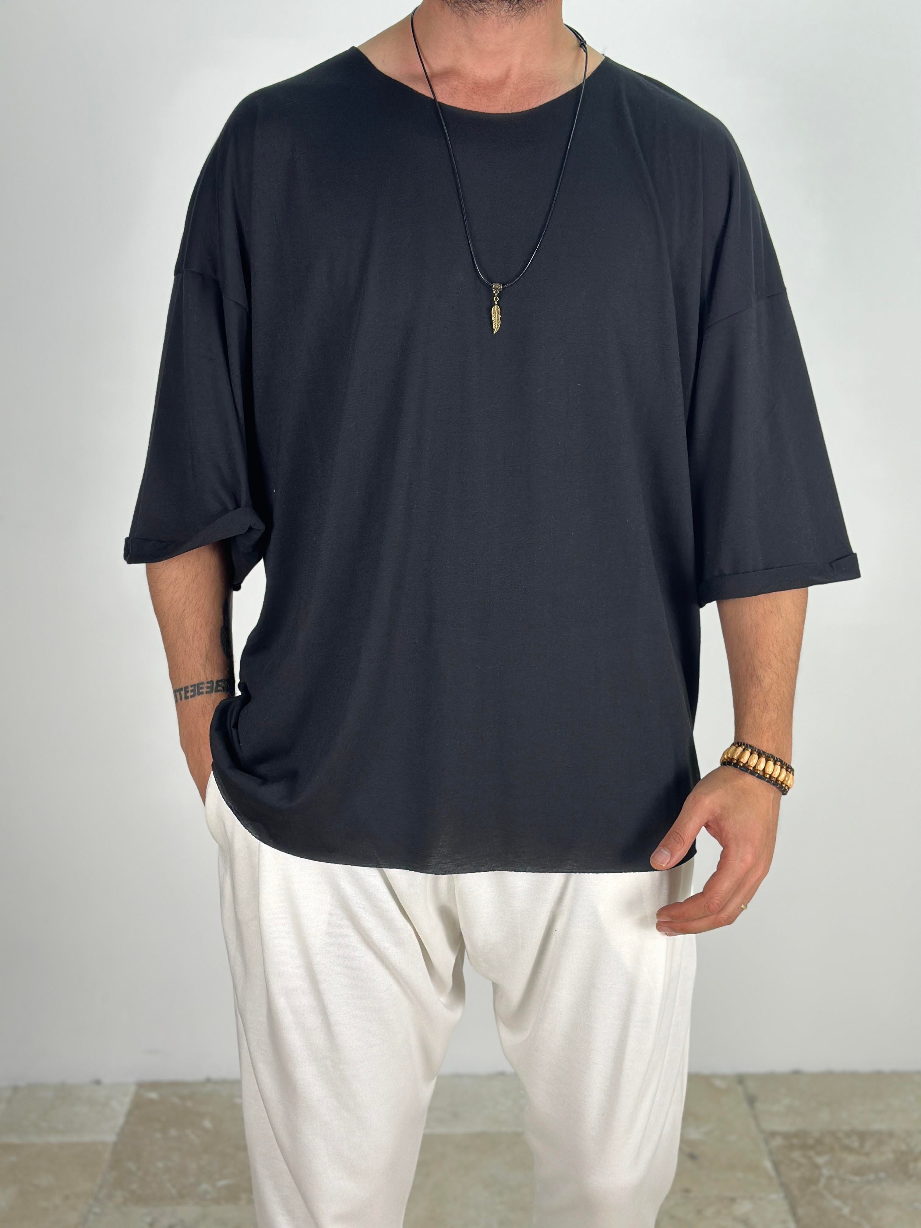 Viscon Oversize Siyah T-Shirt