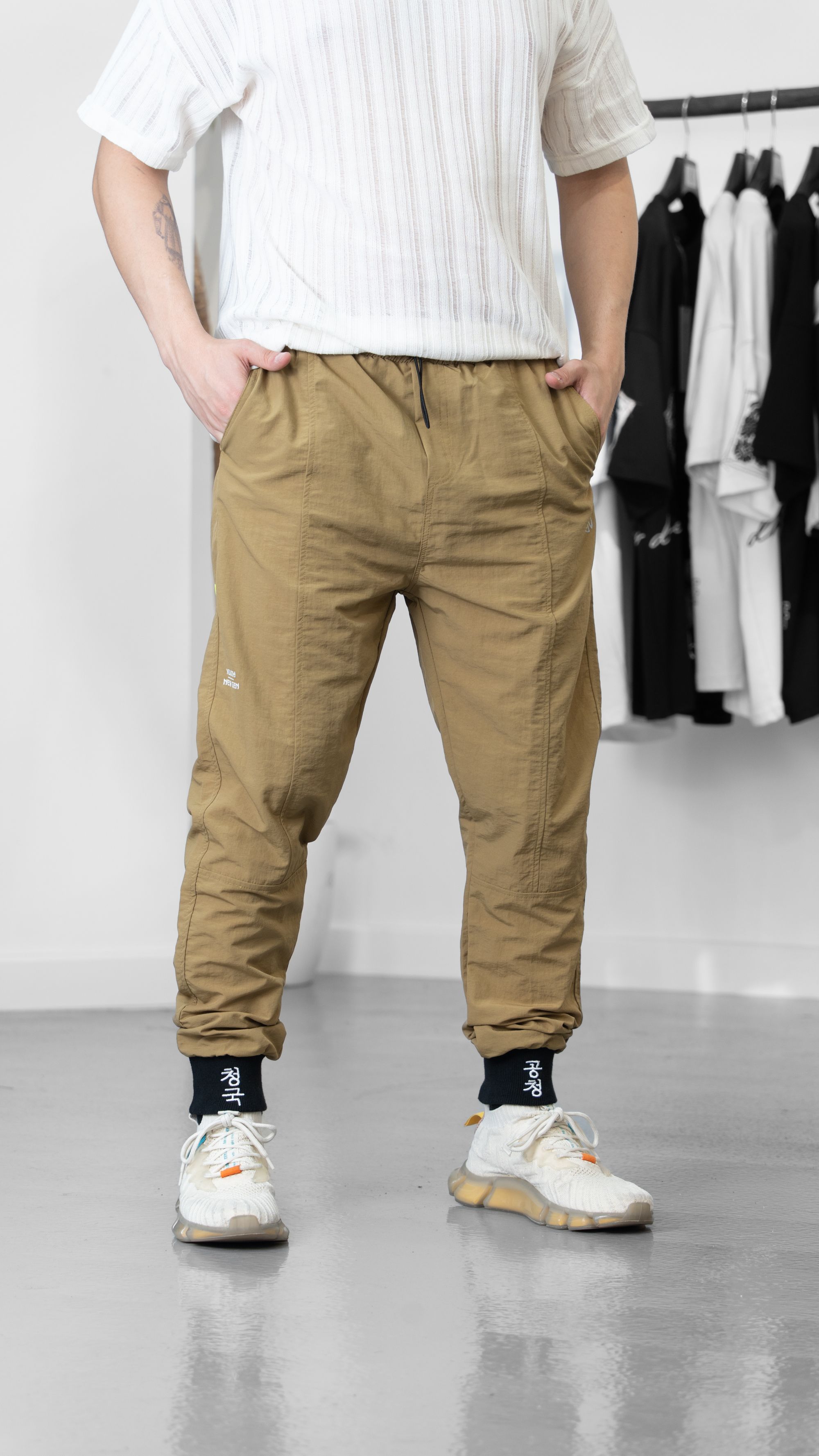 Paraşüt Kumaş Hardal Jogger