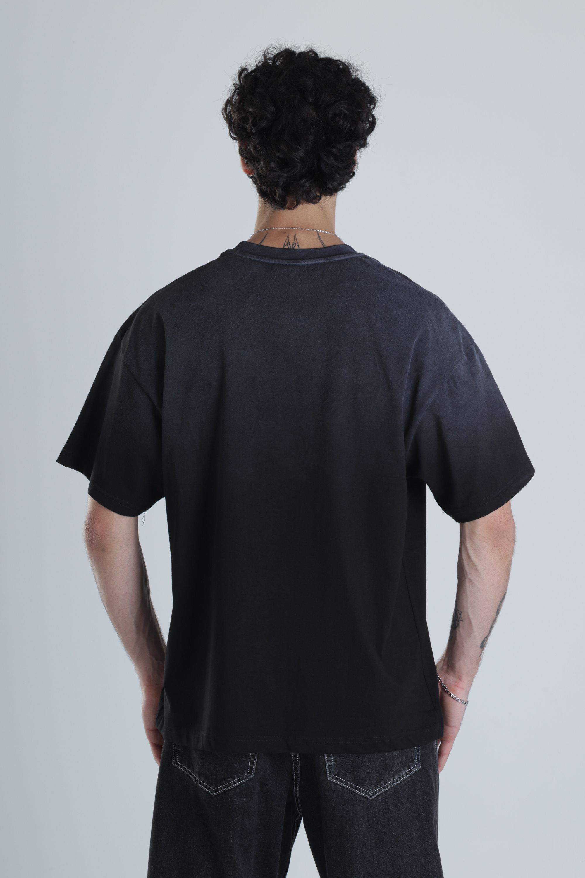 Antrasit Oversize Tasarım T-Shirt