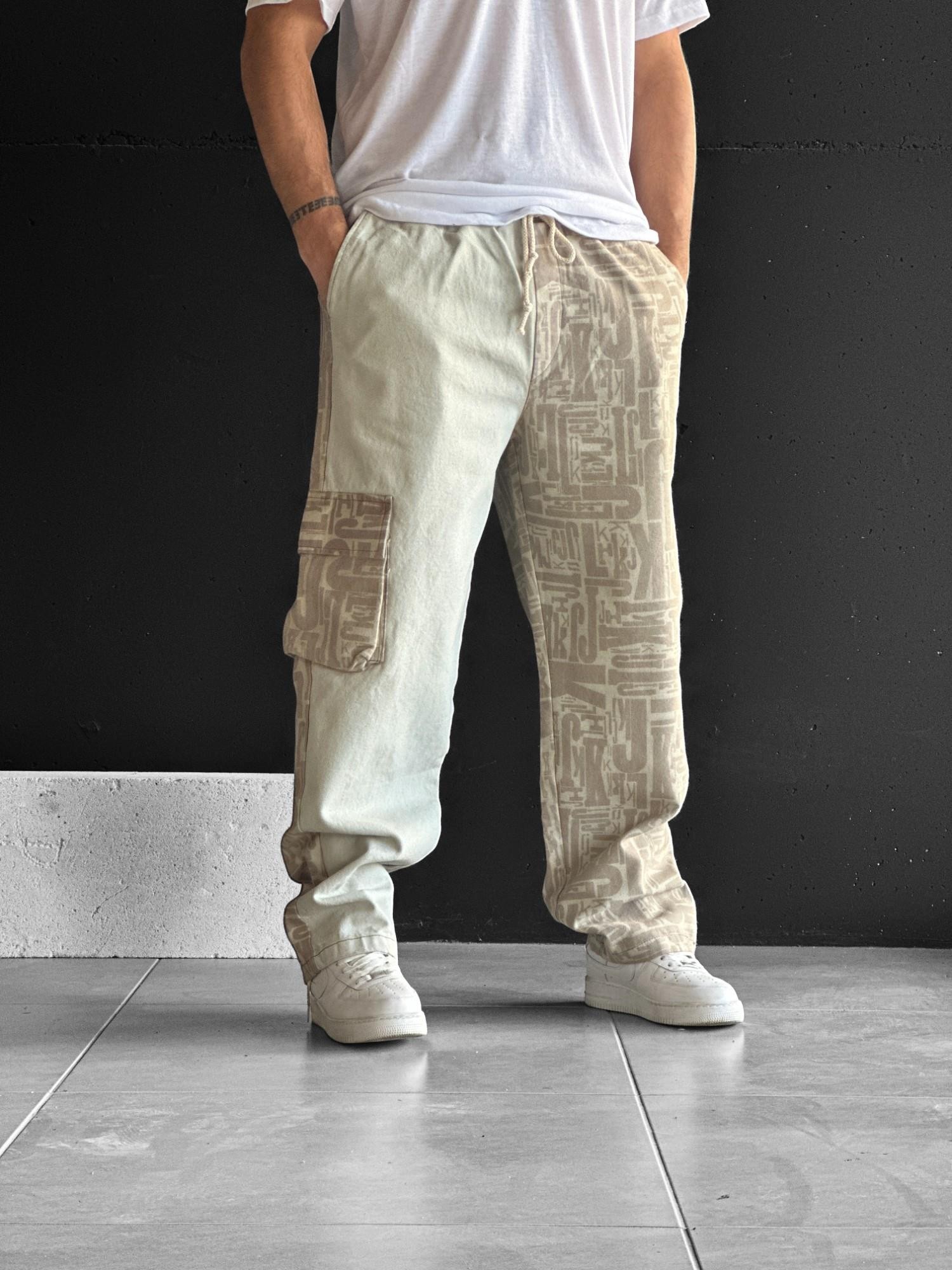 Kargo Cepli Gabardin Kumaş Baggy Pantolon