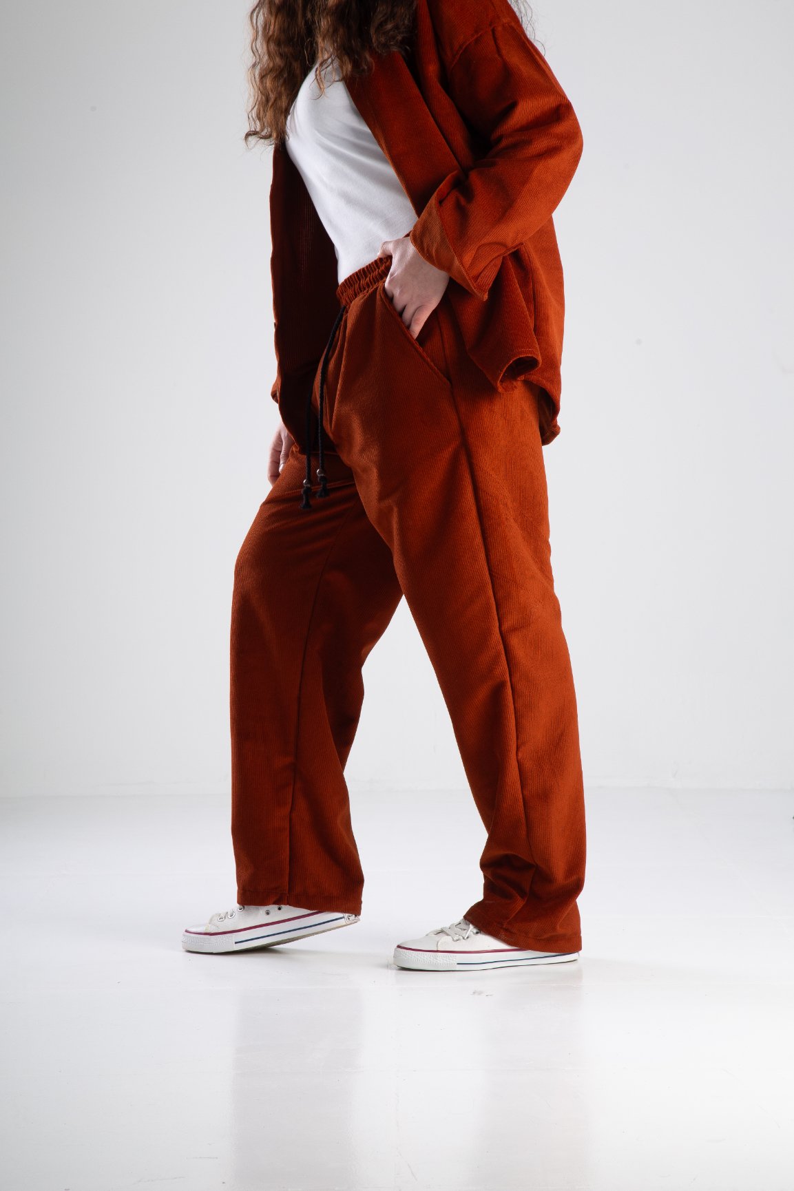 Kadife Bordo Oversize Takım