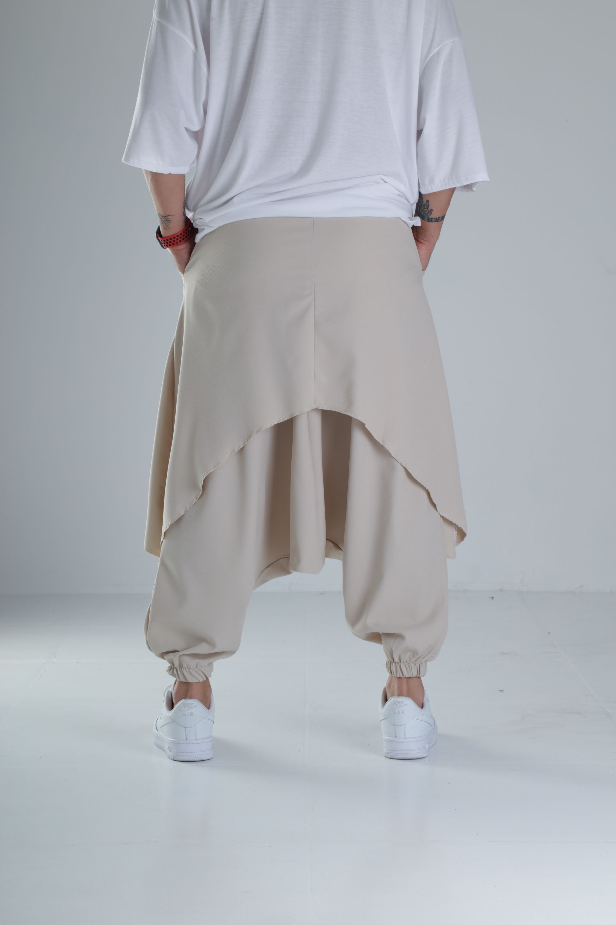 Oversize Şalvarlı Samurai Bej Pantolon