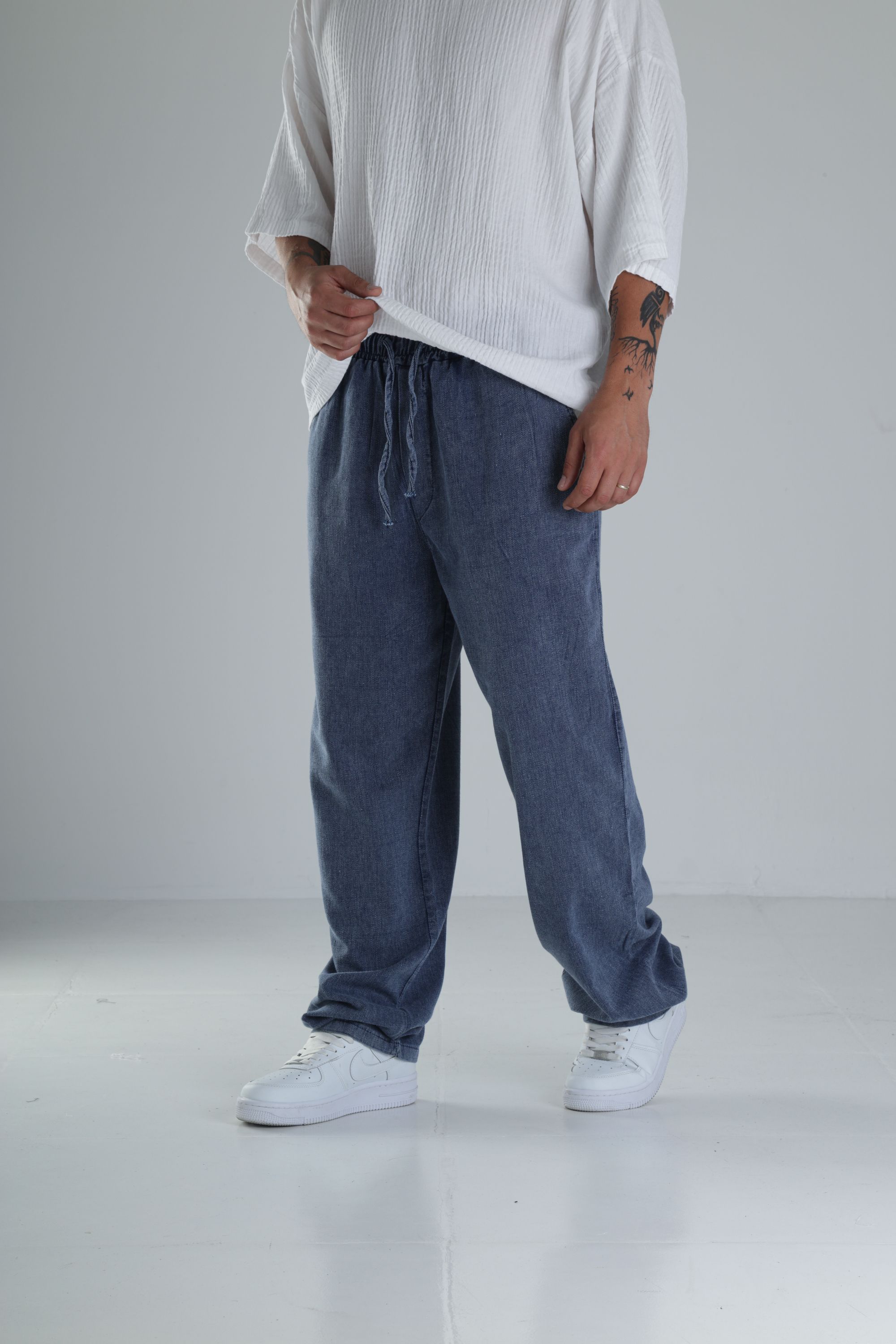 Yazlık Mavi Kot Kumaş Baggy Pantolon