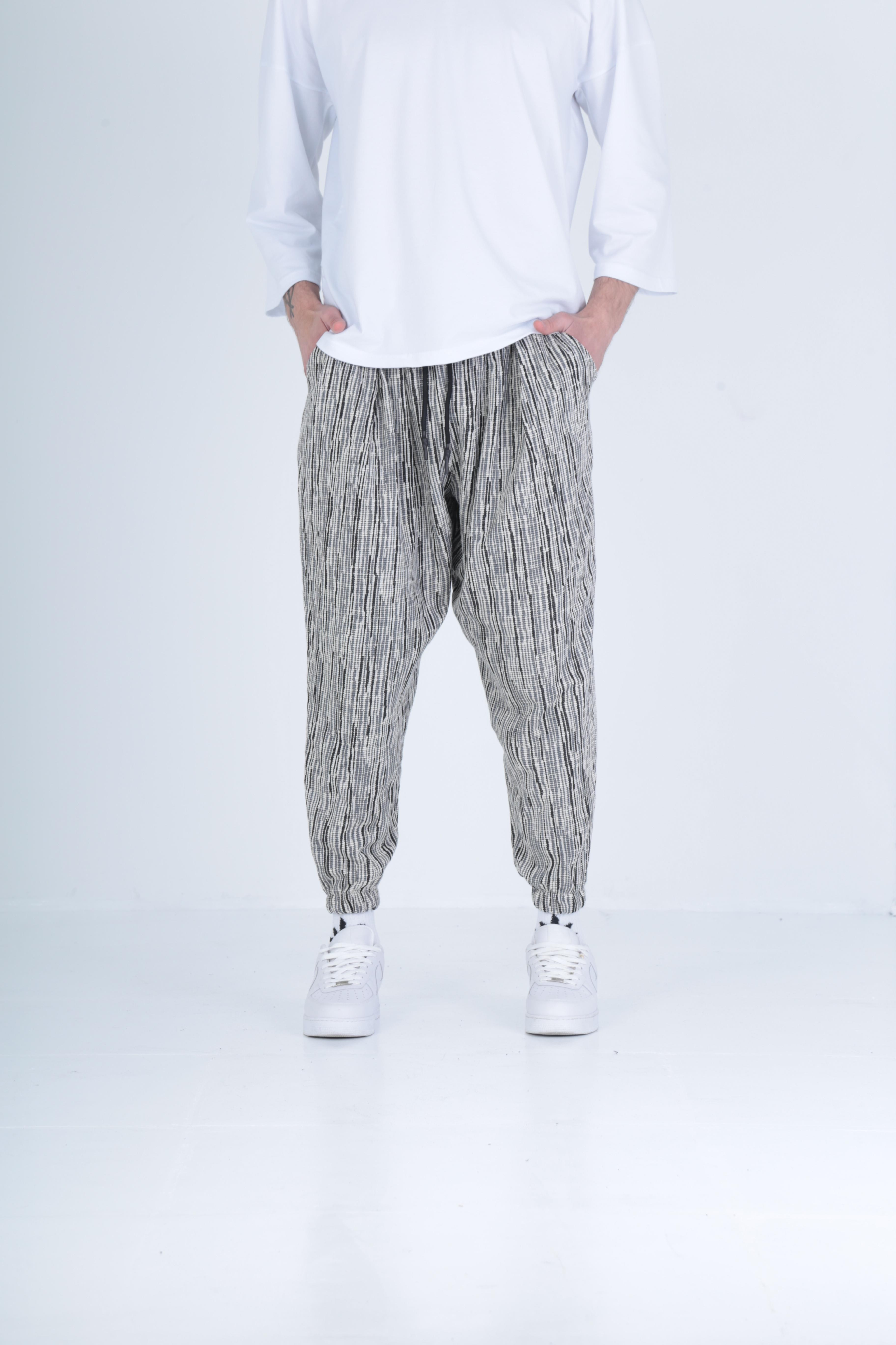 Desenli Pileli Jogger Pantolon