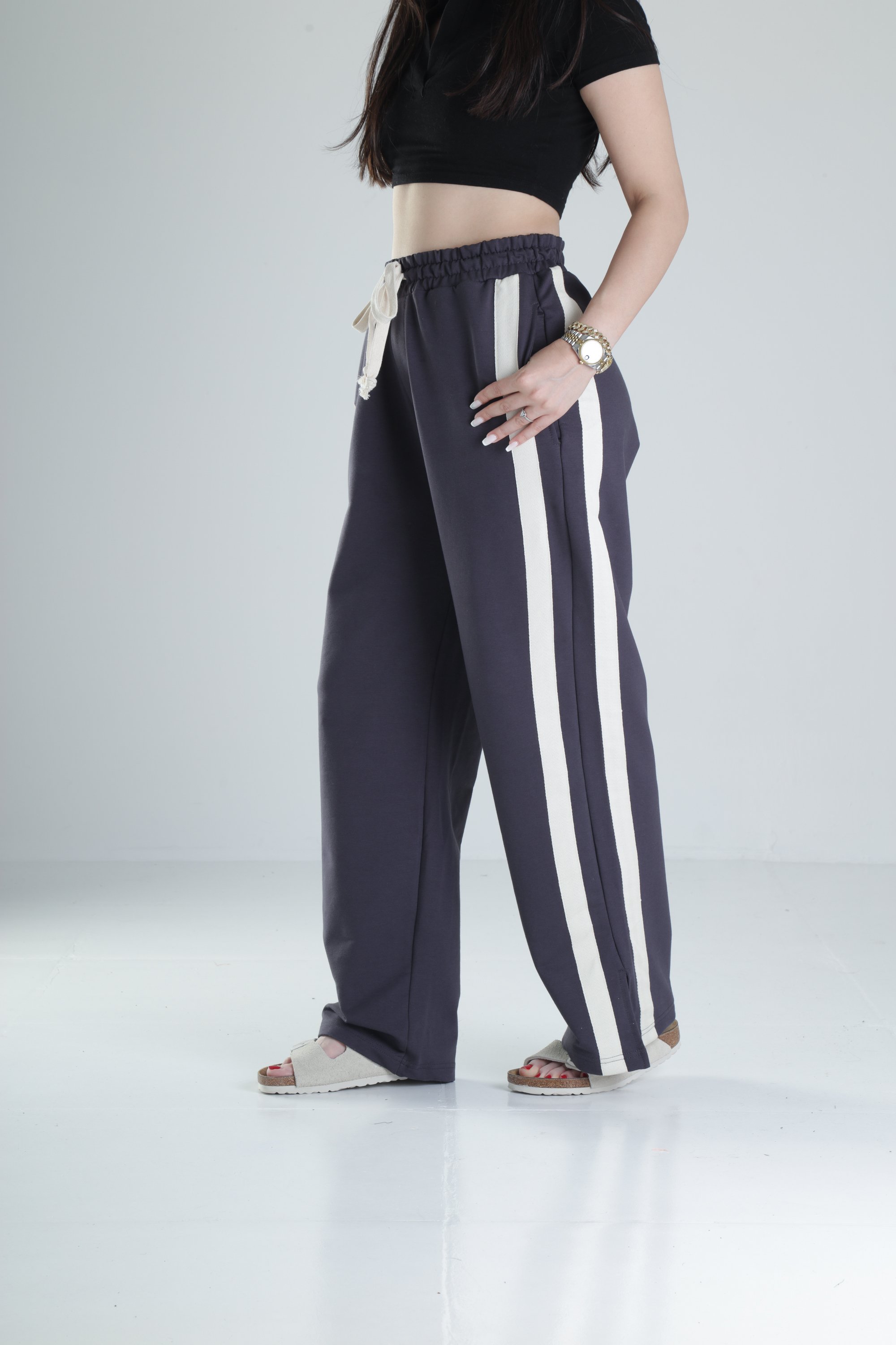 Yan Şerit Detaylı Füme Oversize Eşofman