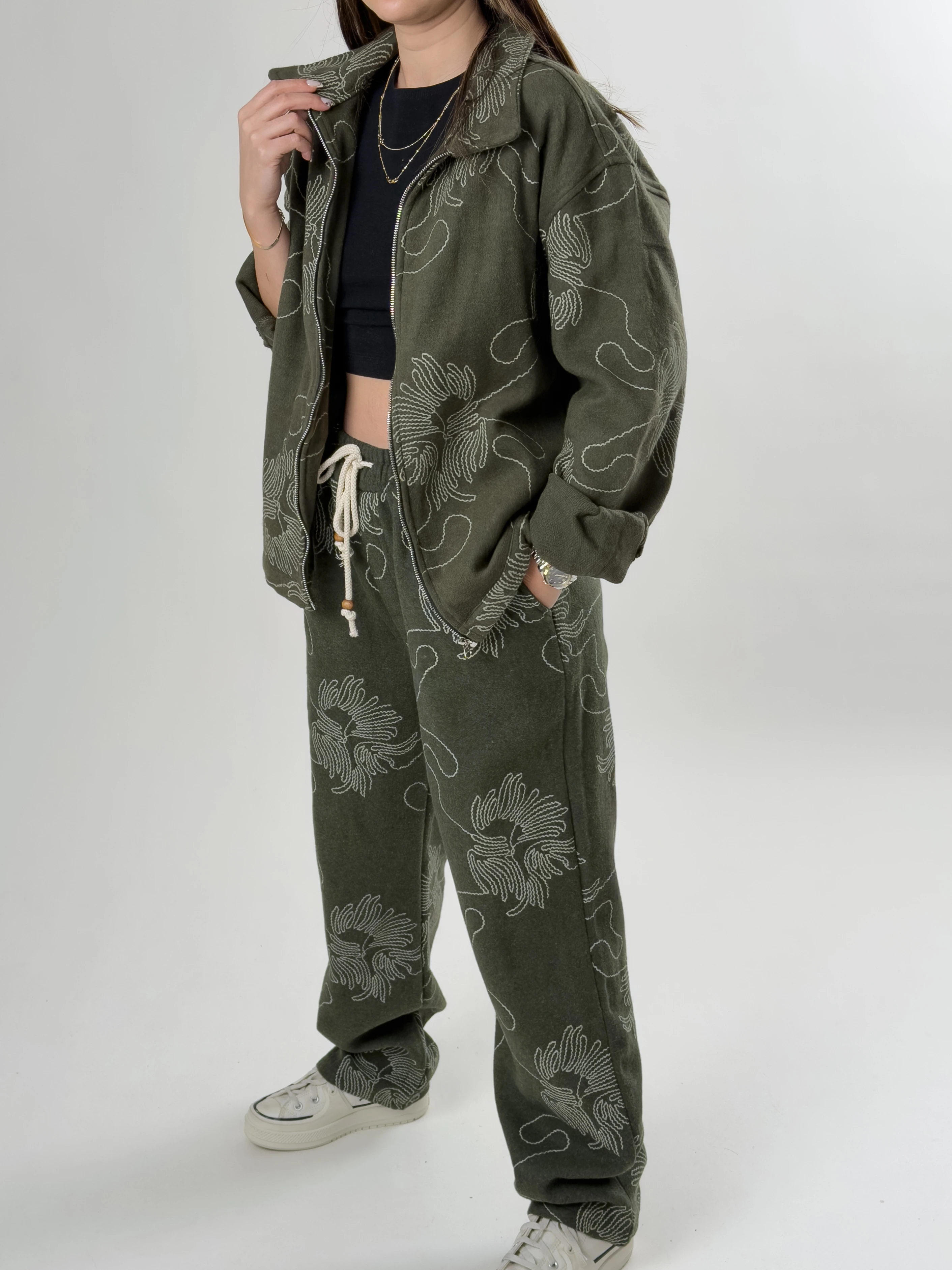 Nakış İşlemeli Kadın Yeşil Takım COC2642