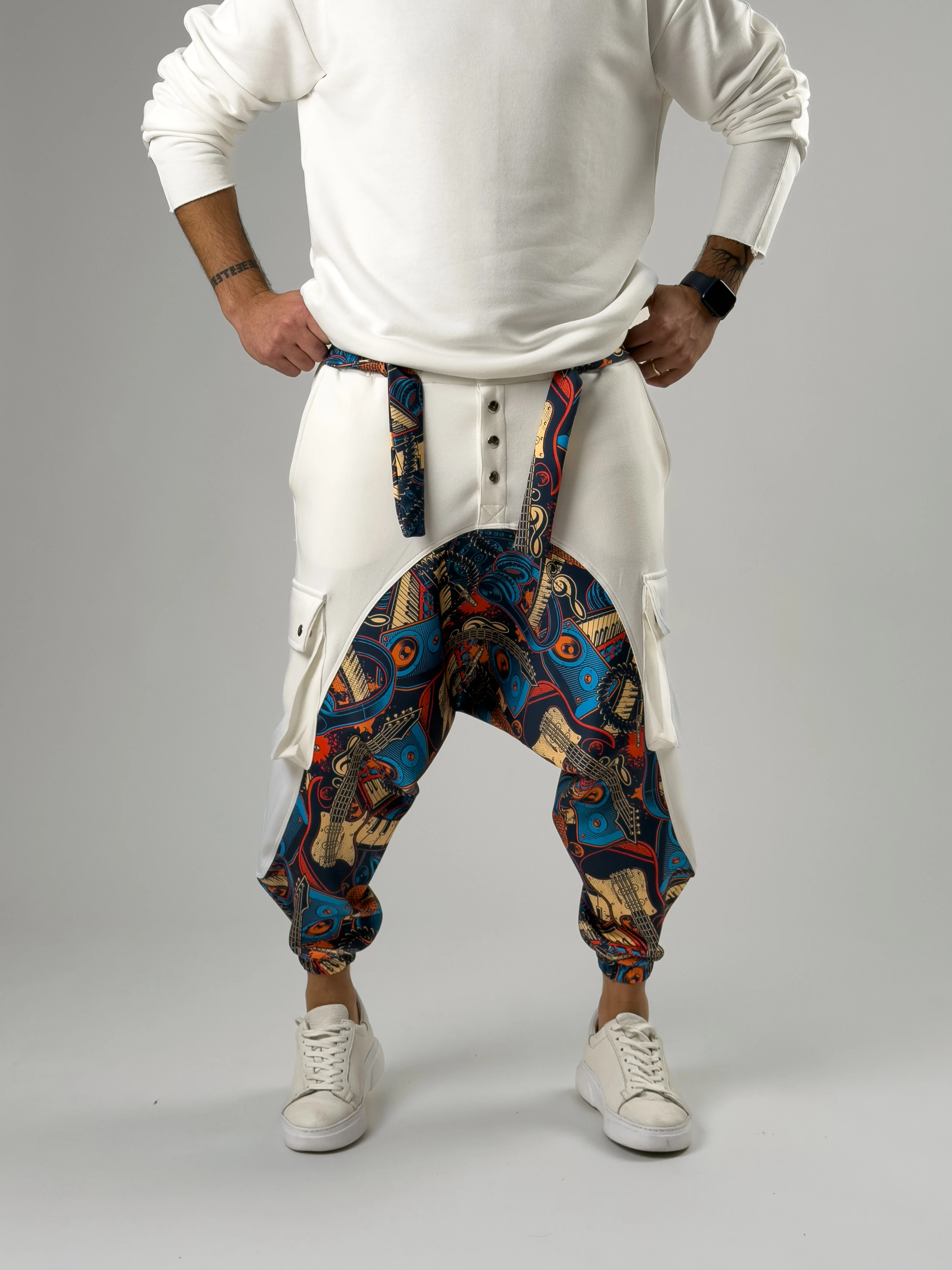 Erkek Garni Tasarım Müzik Desenli Spor Şalvar COC2564