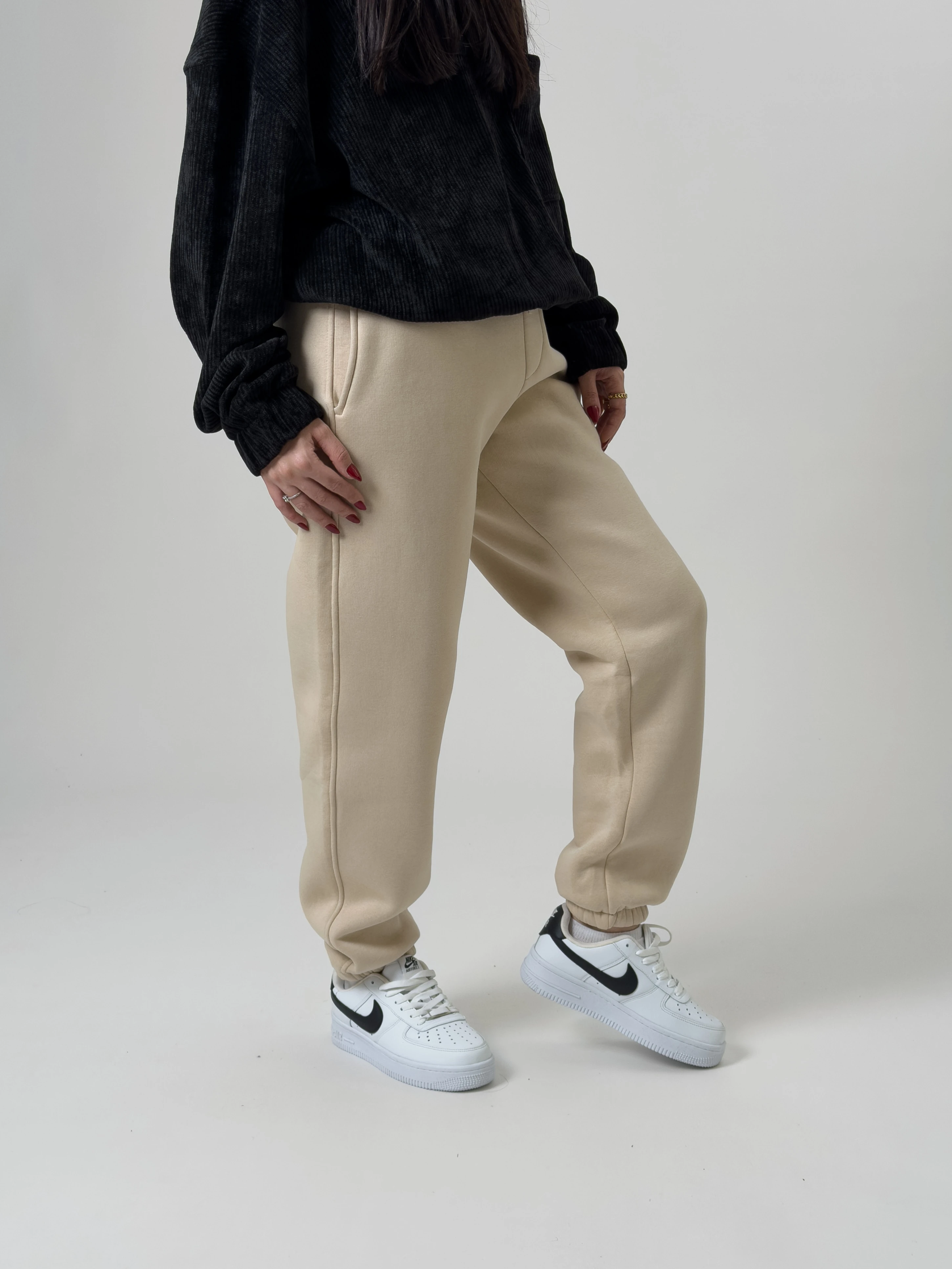 Şardonlu Bej Kadın Jogger Eşofman COC2536