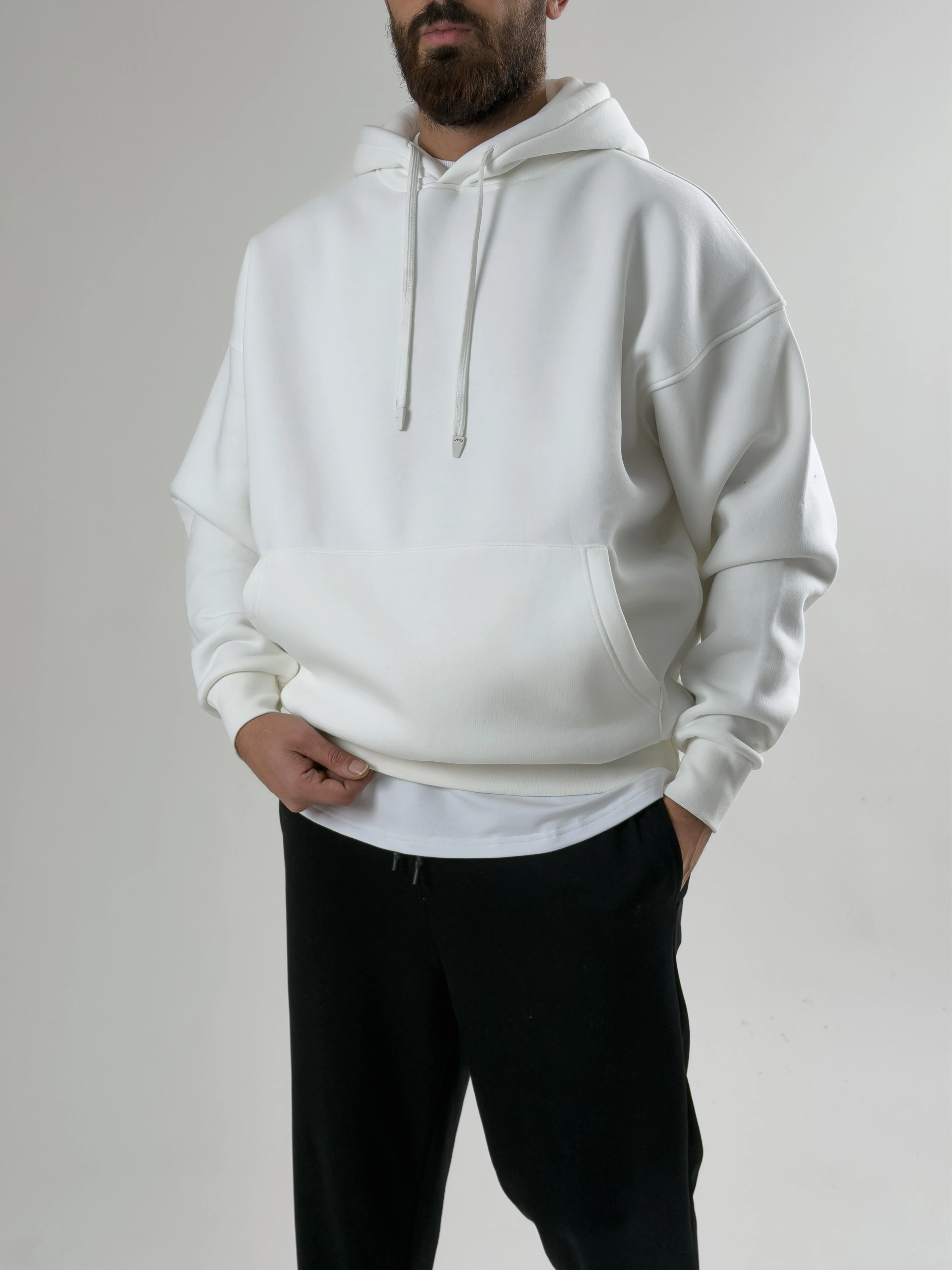 Erkek Şardonlu Ekru Hoodie COC2603