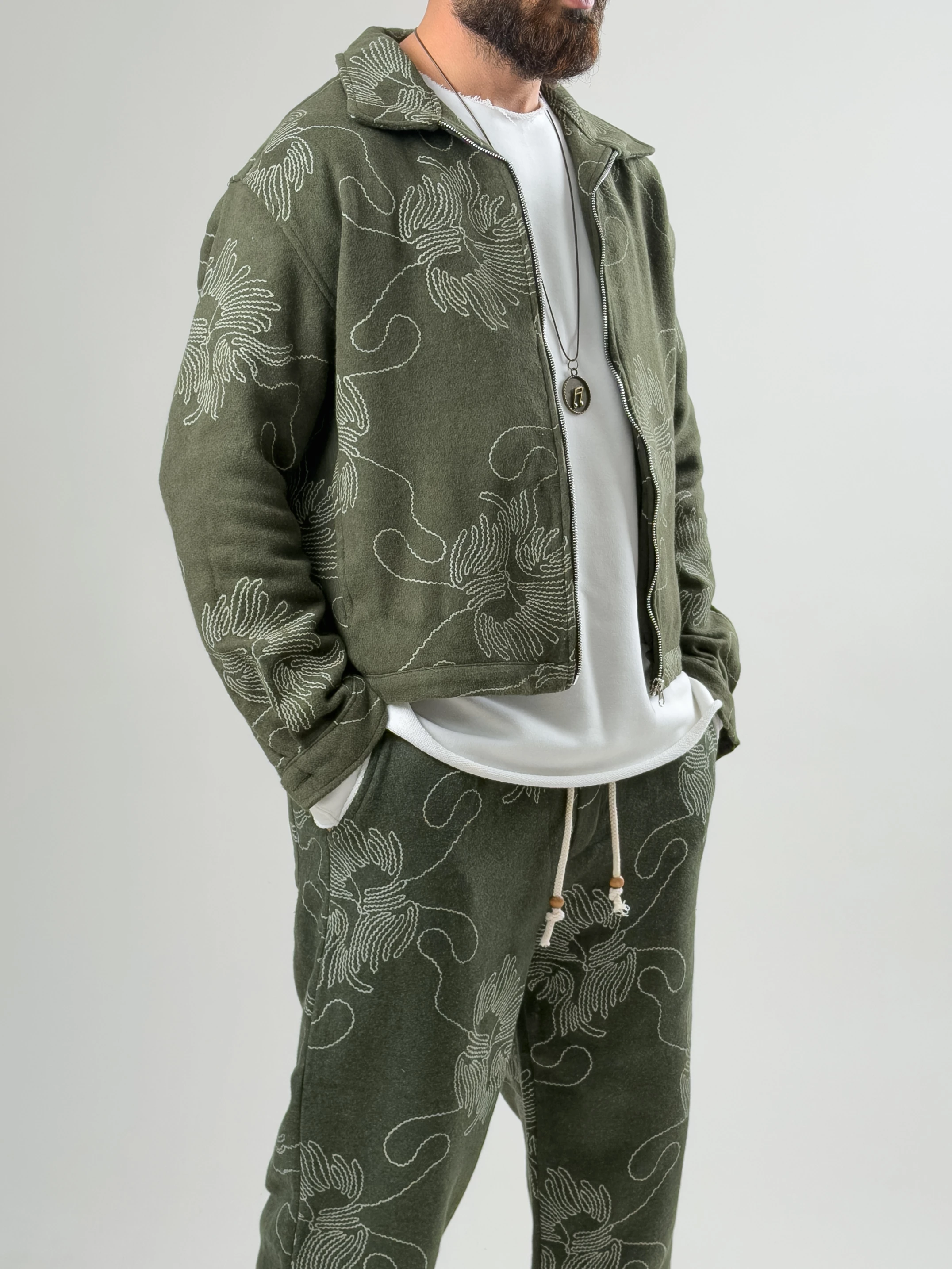 Nakış İşlemeli Erkek Yeşil Takım COC2629