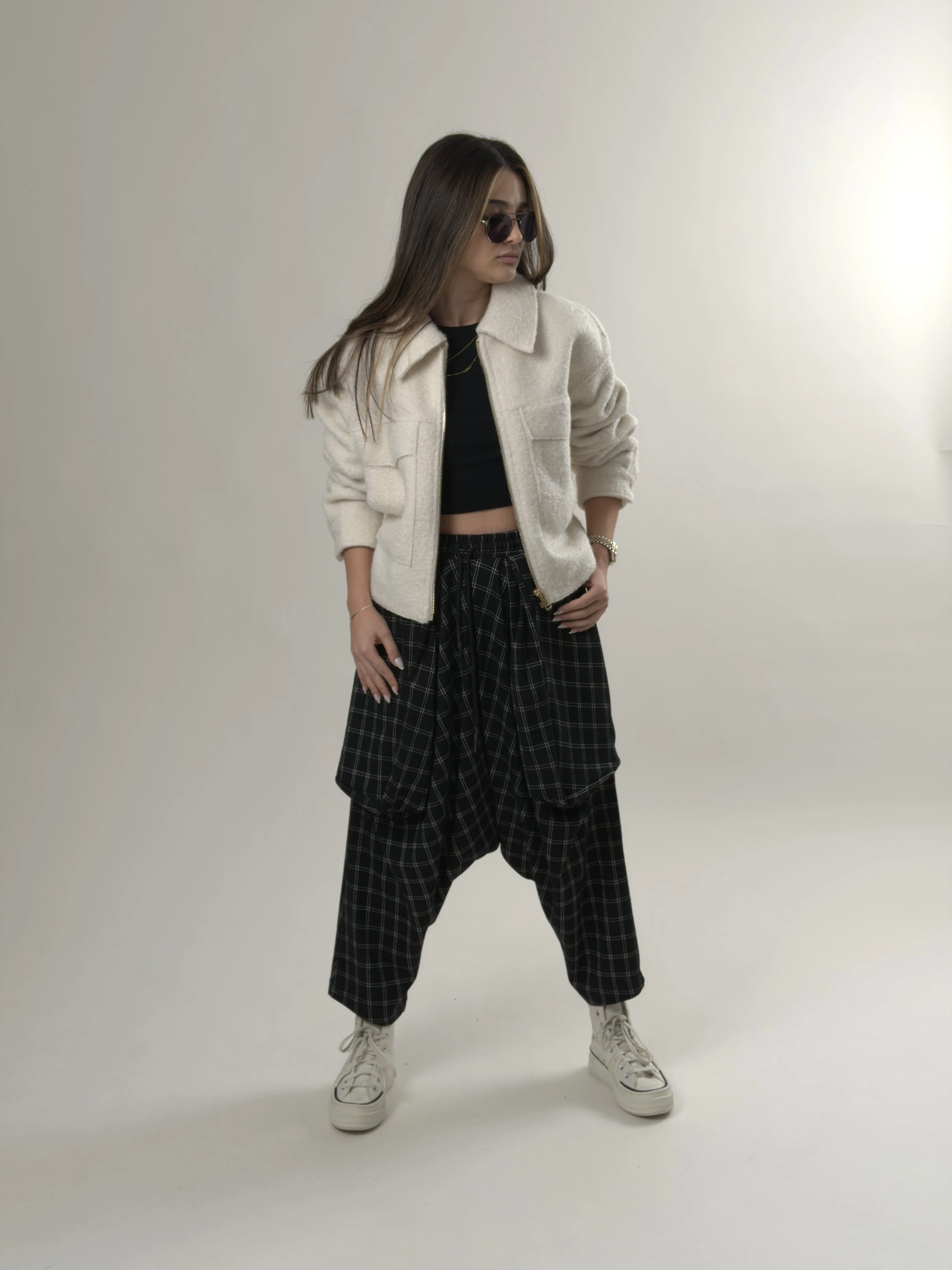 Kadın Ekose Avangard Şalvar COC2636