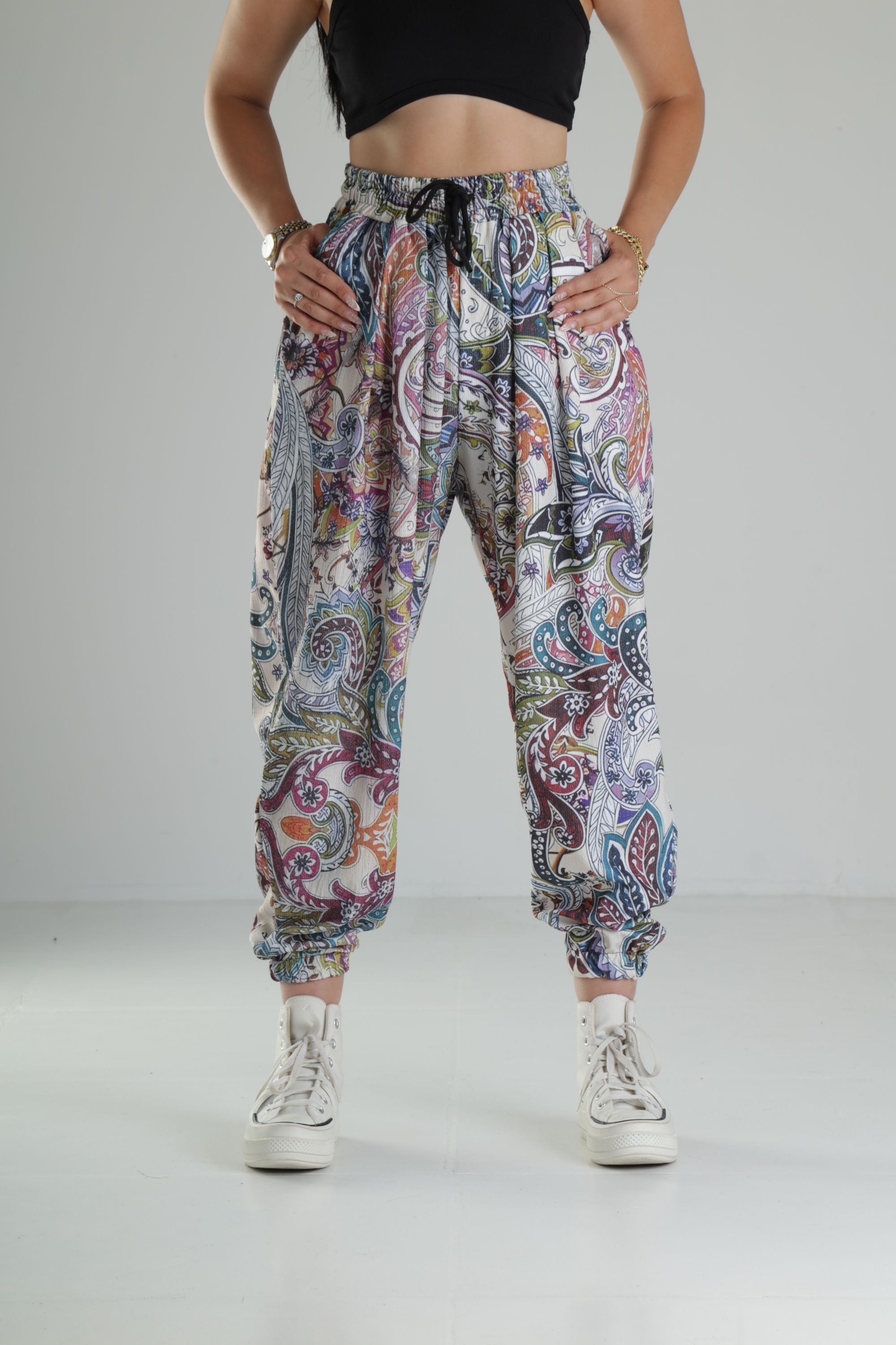 Pileli Bürümcük Kumaş Jogger Pantolon