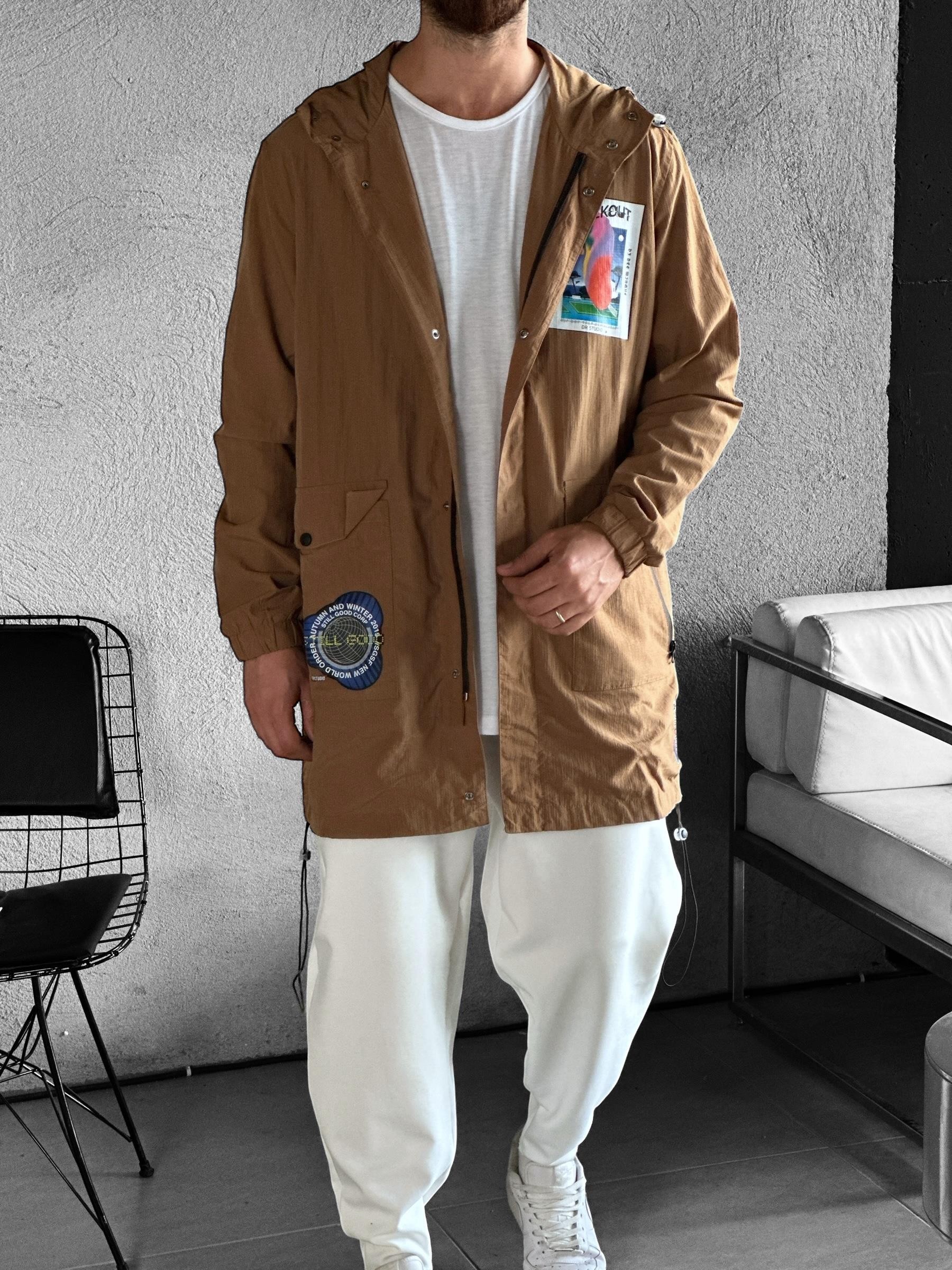 Erkek Premium Kalite Paraşüt Kumaş Taba Ceket