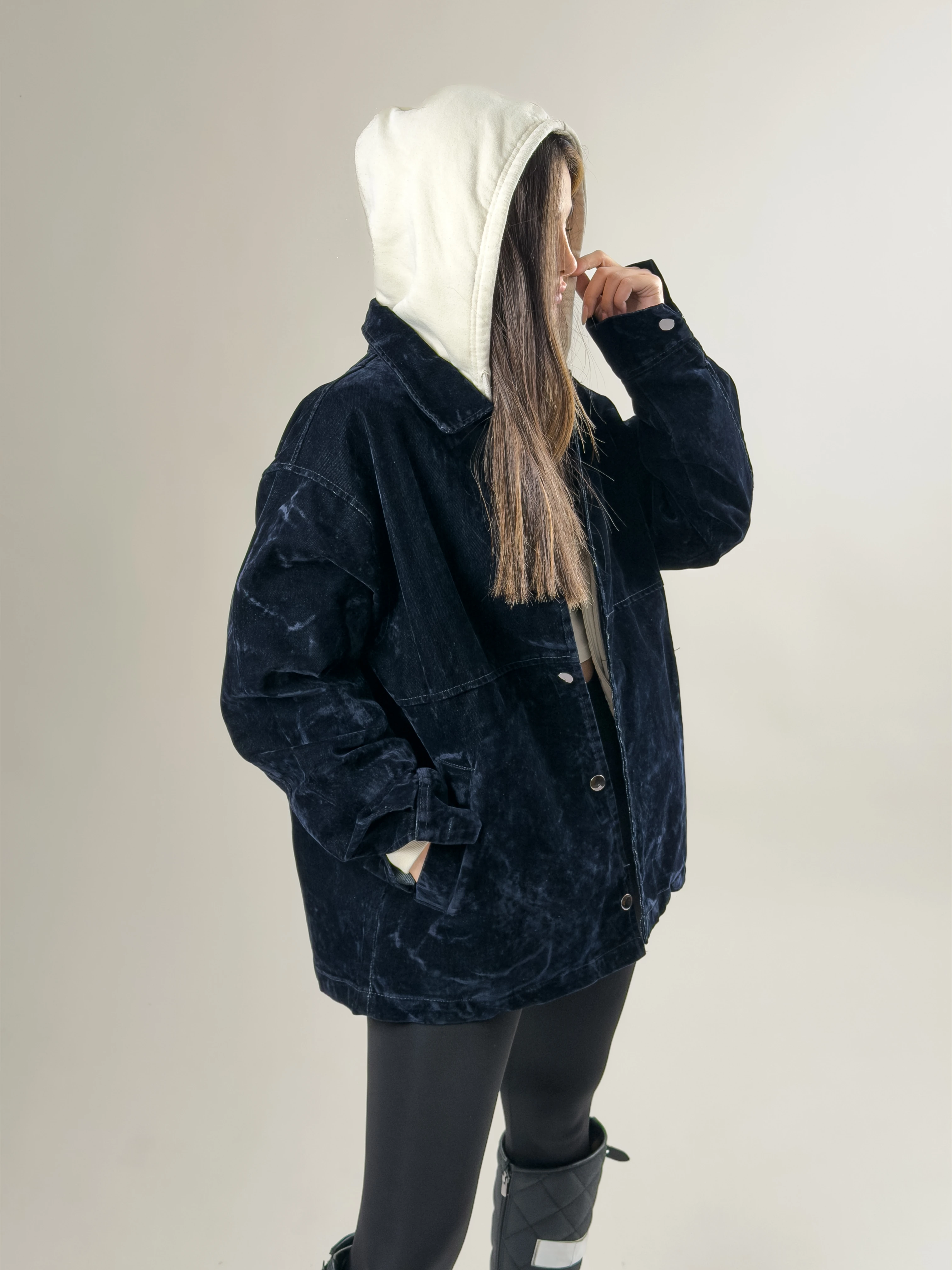 Kadın Lacivert Süet Ceket COC2626