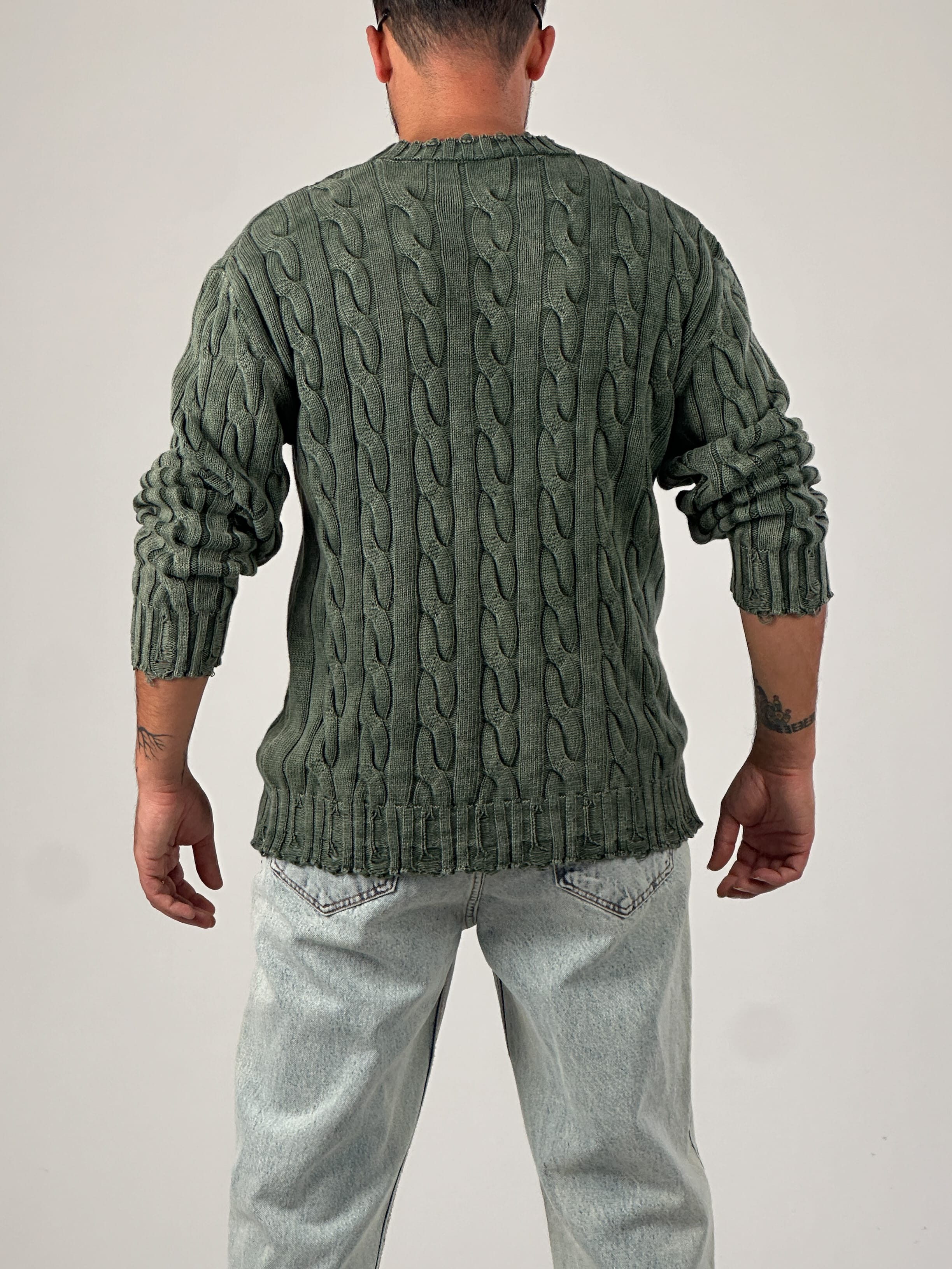 Haki Triko Erkek Sweatshirt
