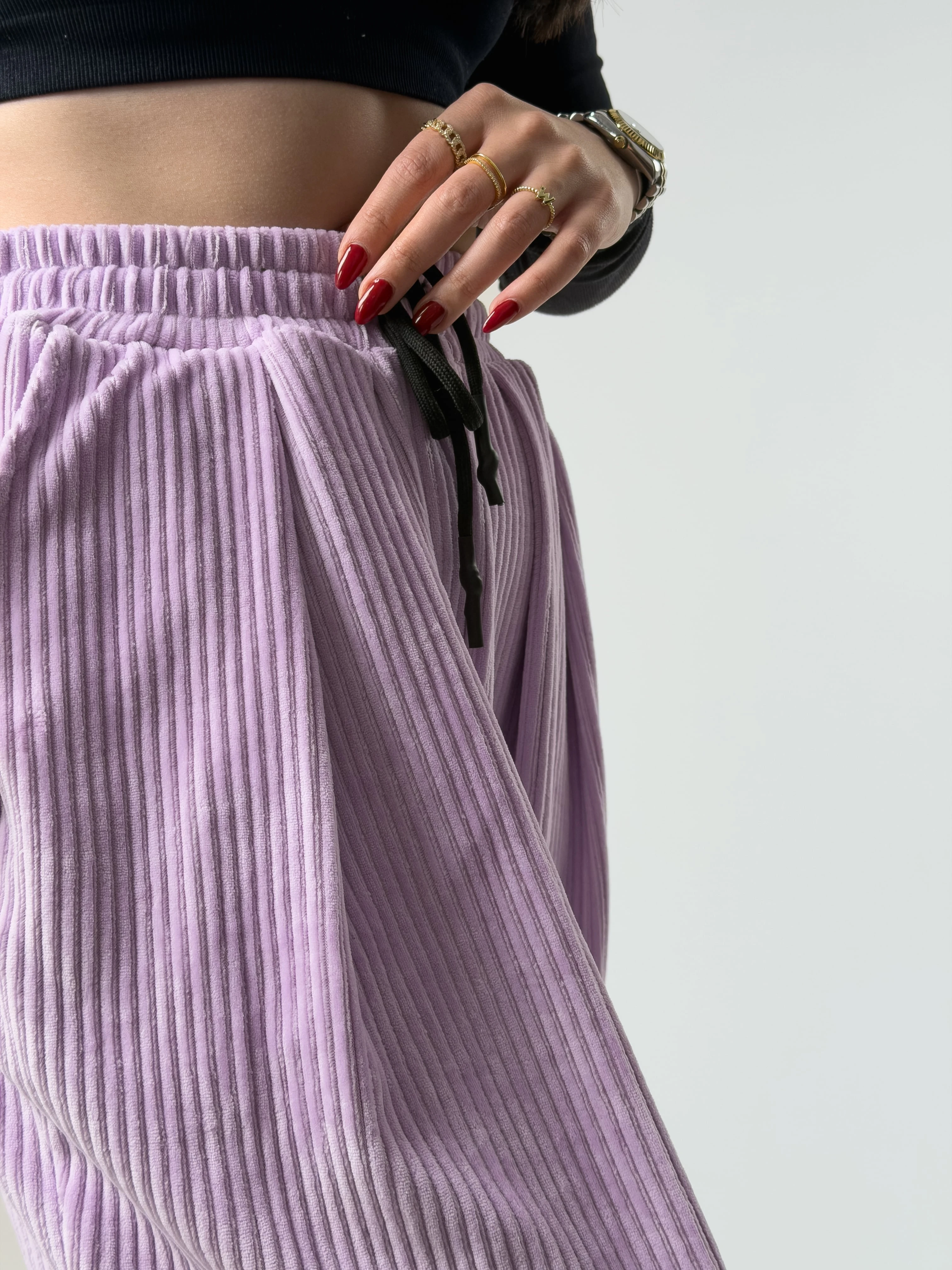 Mor Pileli Kadın Jogger Pantolon COC2562