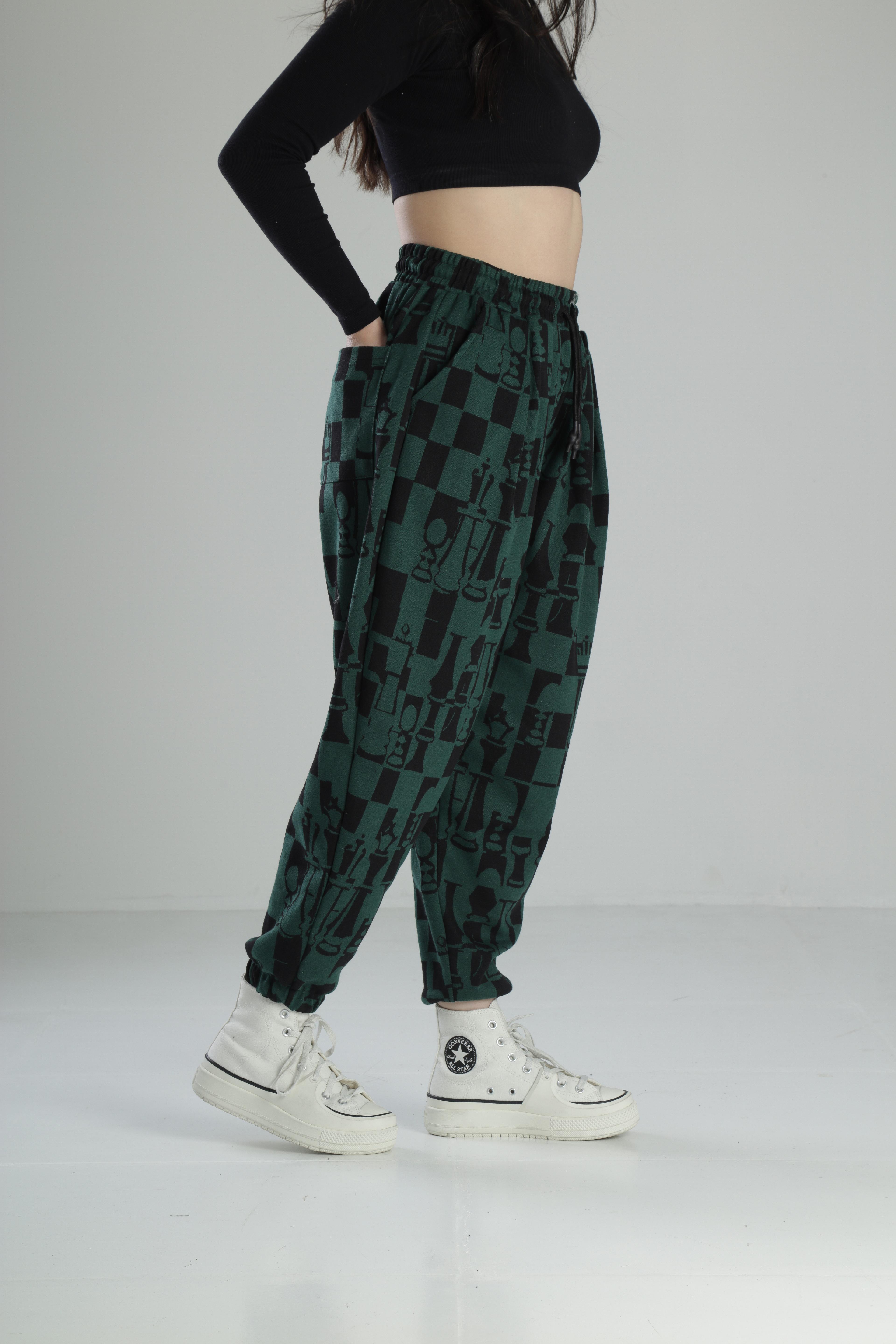 Dama Desenli Pileli Jogger Pantolon