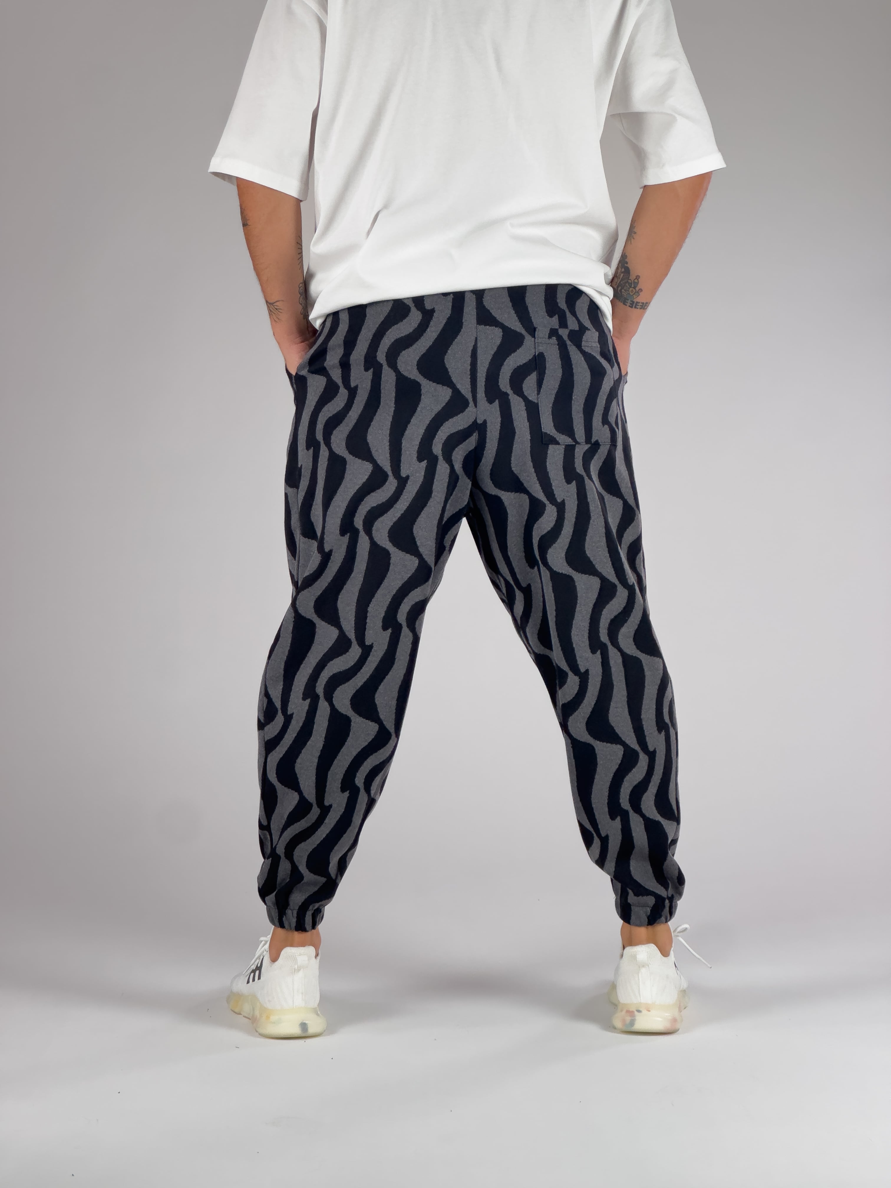 Dalga Desenli Pileli Jogger Pantolon