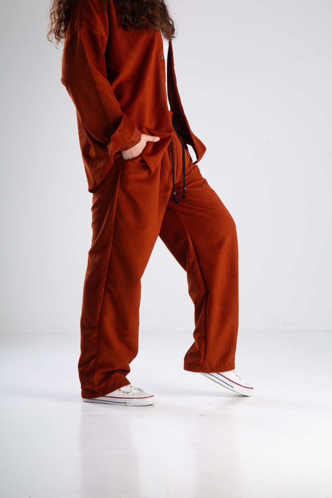 Kadife Bordo Oversize Takım