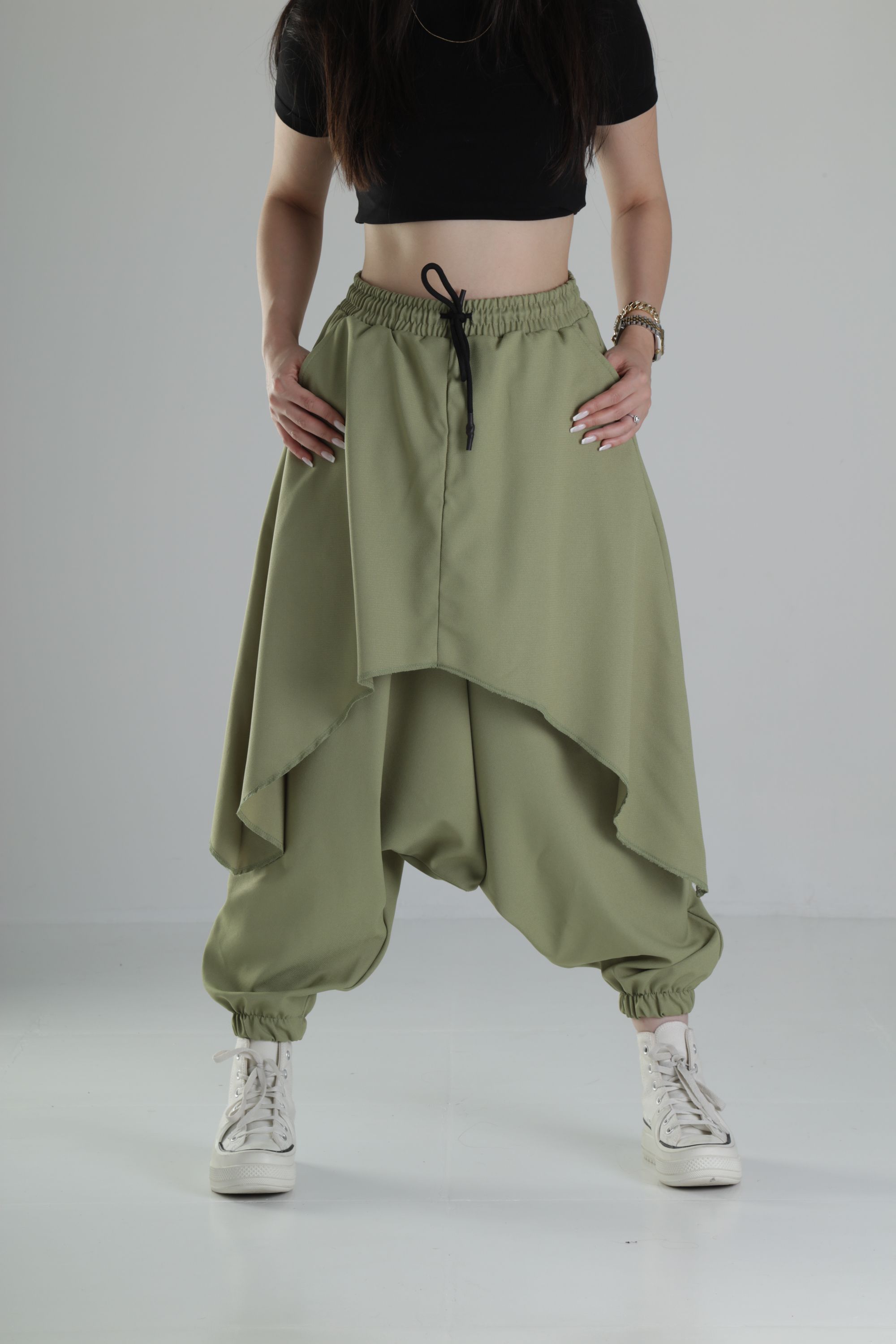 Oversize Şalvarlı Haki Jogger Pantolon