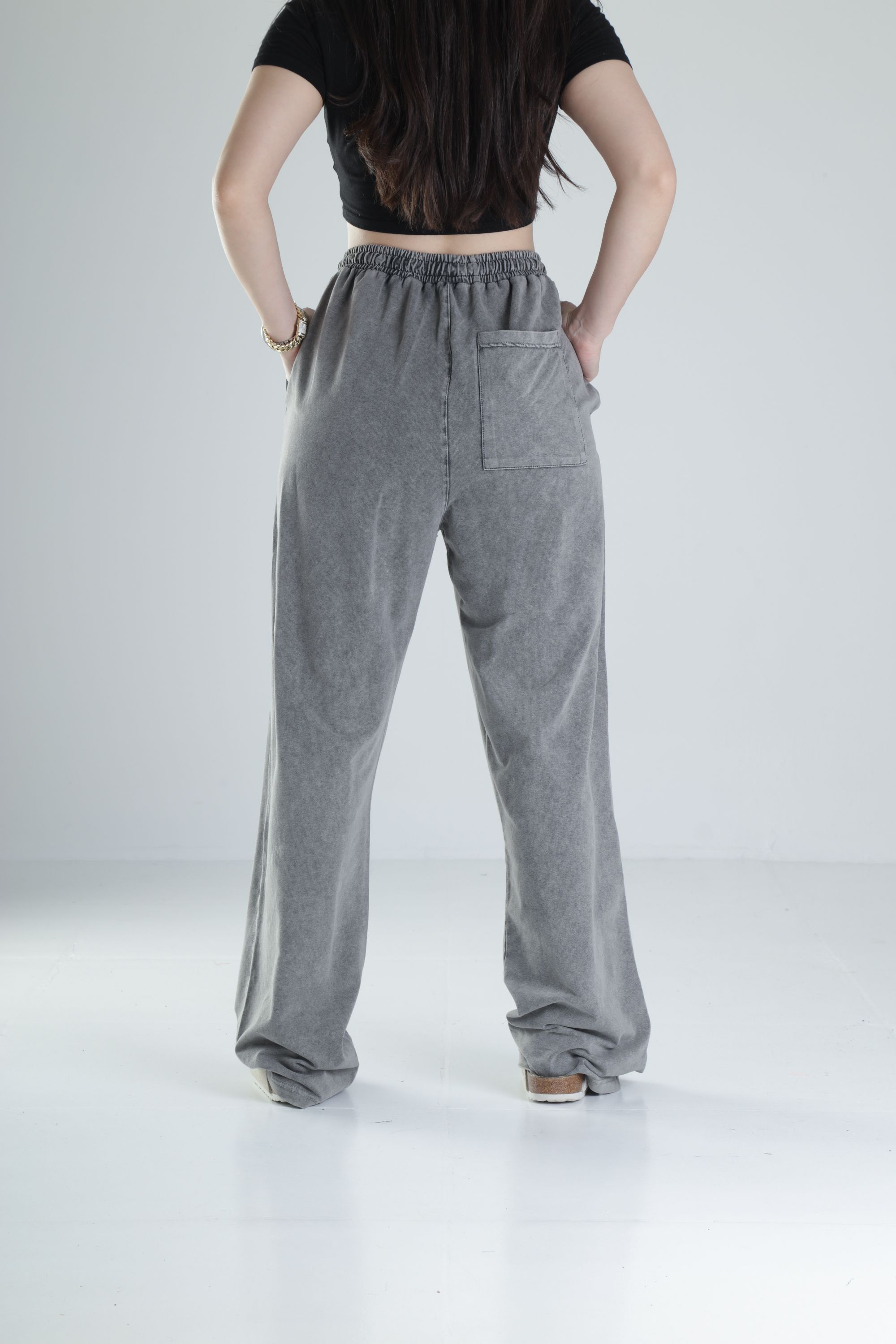 Oversize Yıkamalı Koyu Gri Eşofman