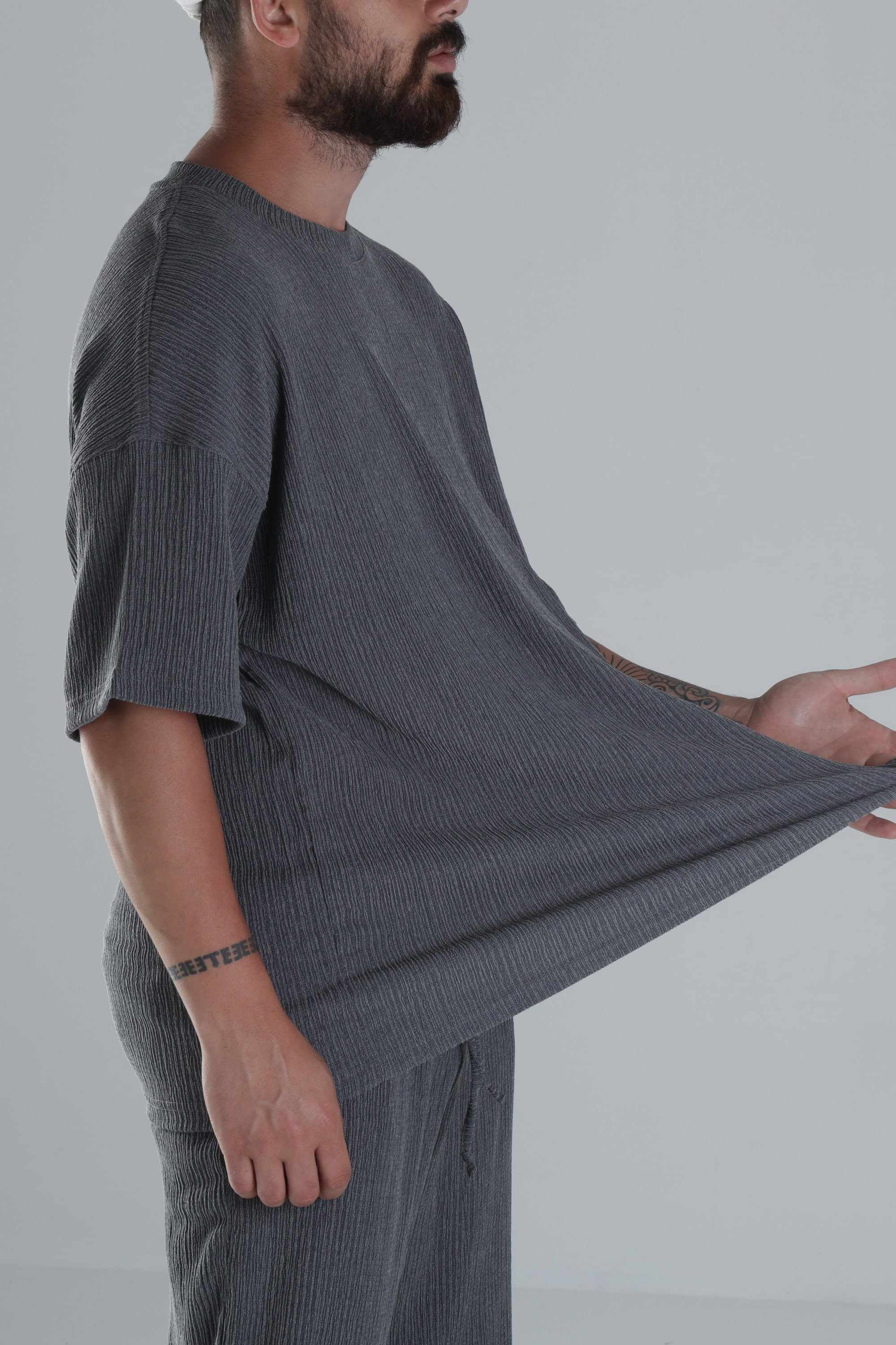 Antrasit Bürümcük Kumaş Oversize Takım