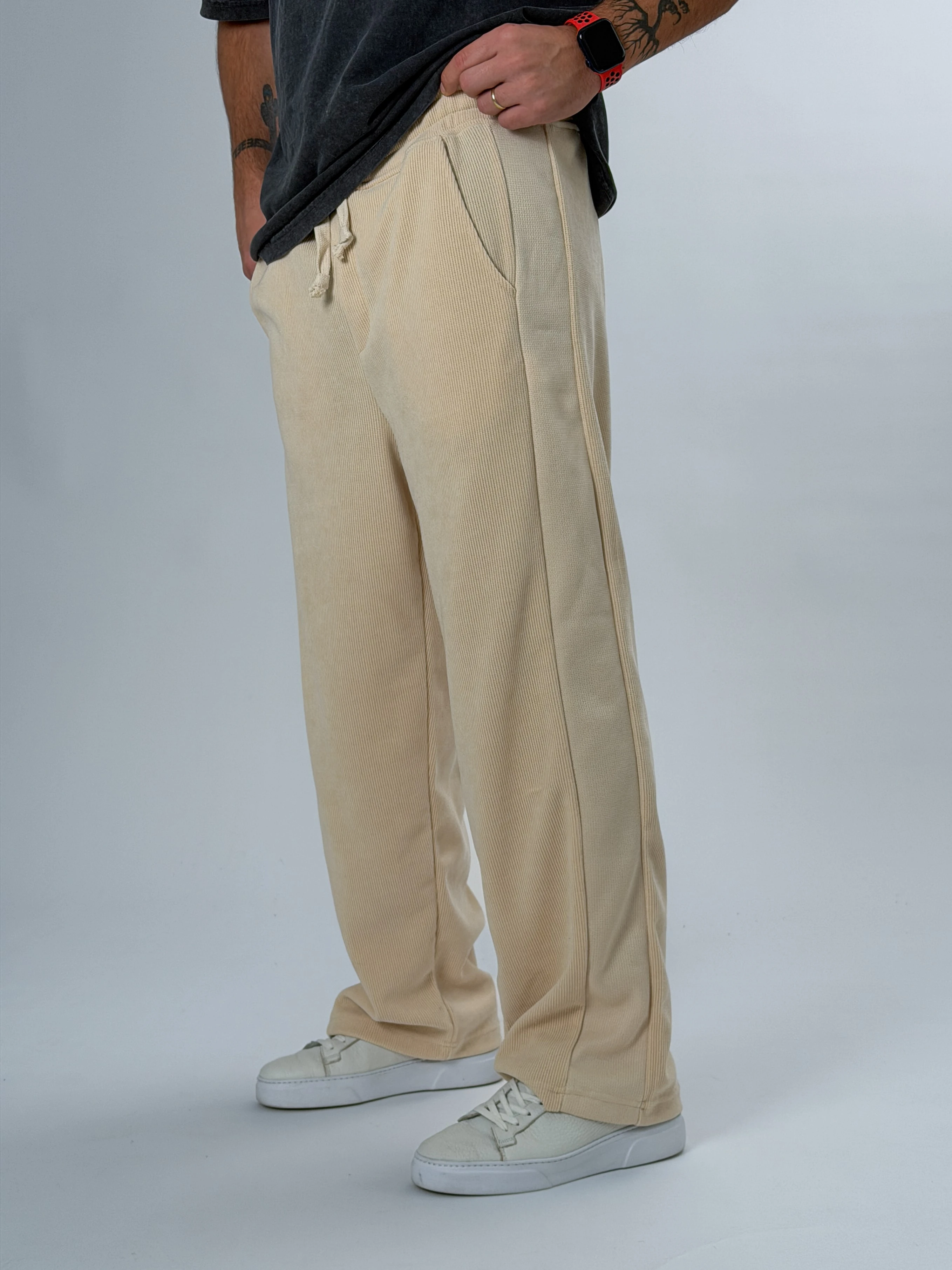 Oversize Bej Erkek Baggy Pantolon COC2546