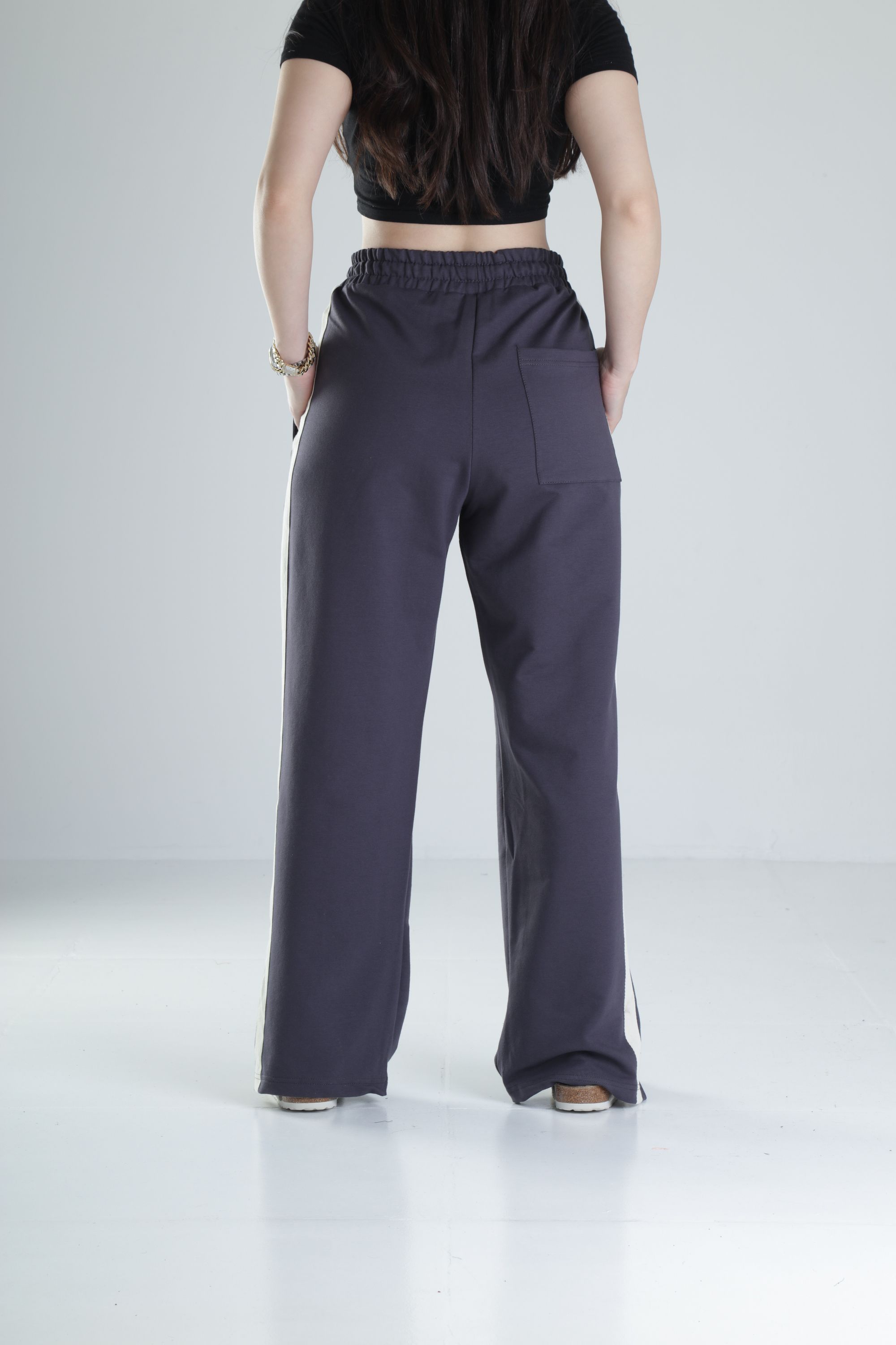 Yan Şerit Detaylı Füme Oversize Eşofman