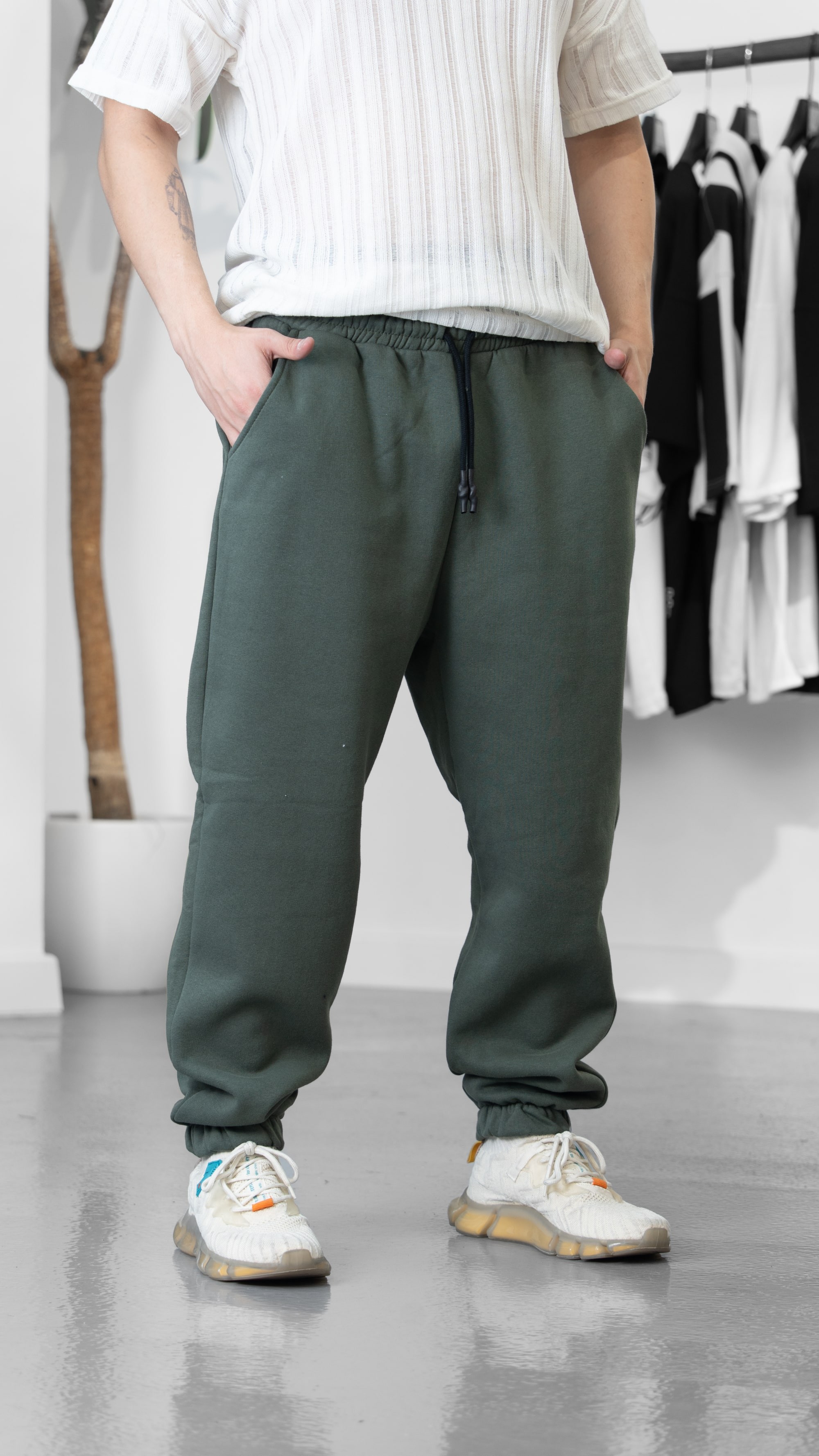 3 İplik Şardonlu Yeşil Jogger