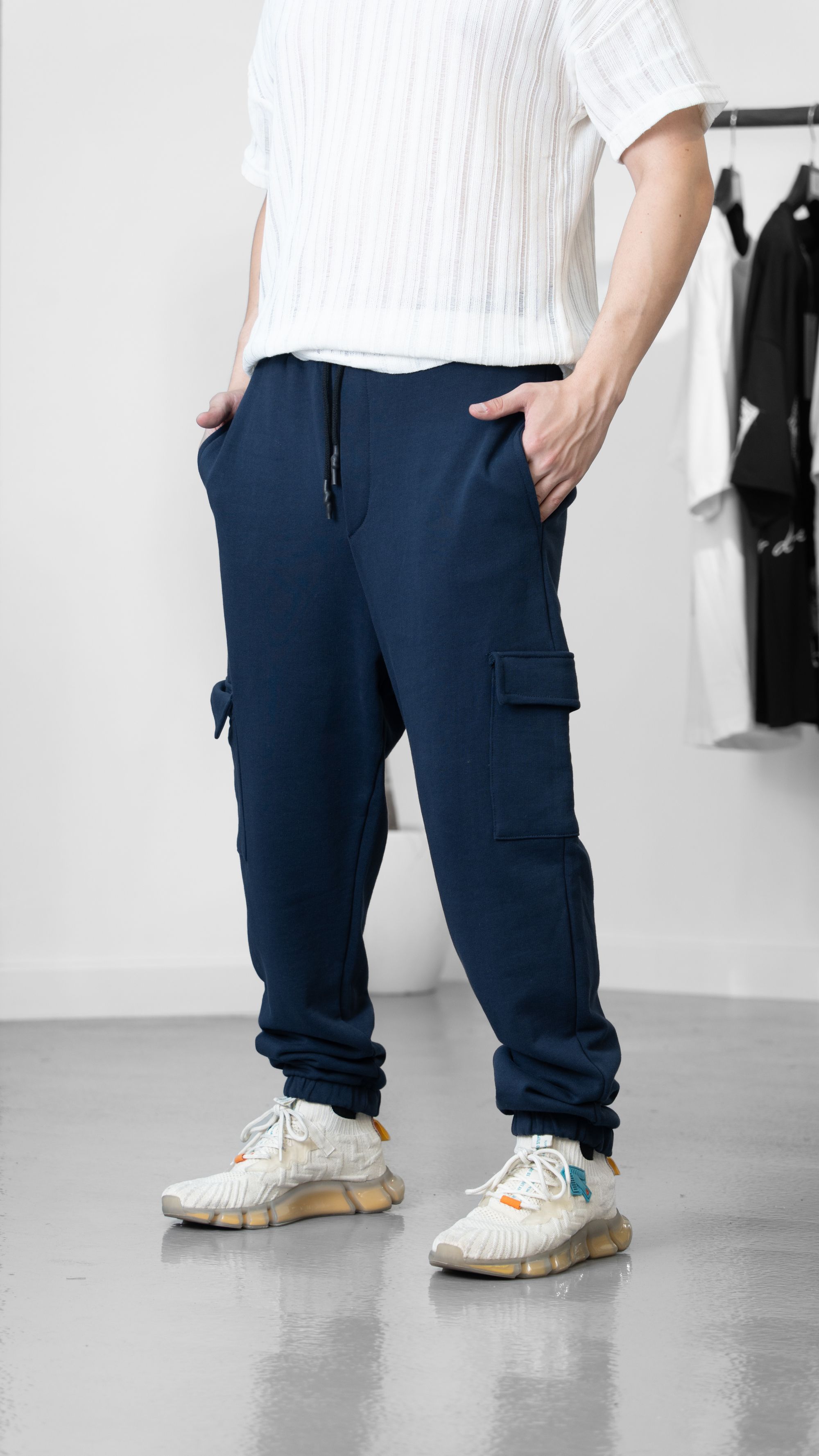 Lacivert Kargo Cepli Jogger