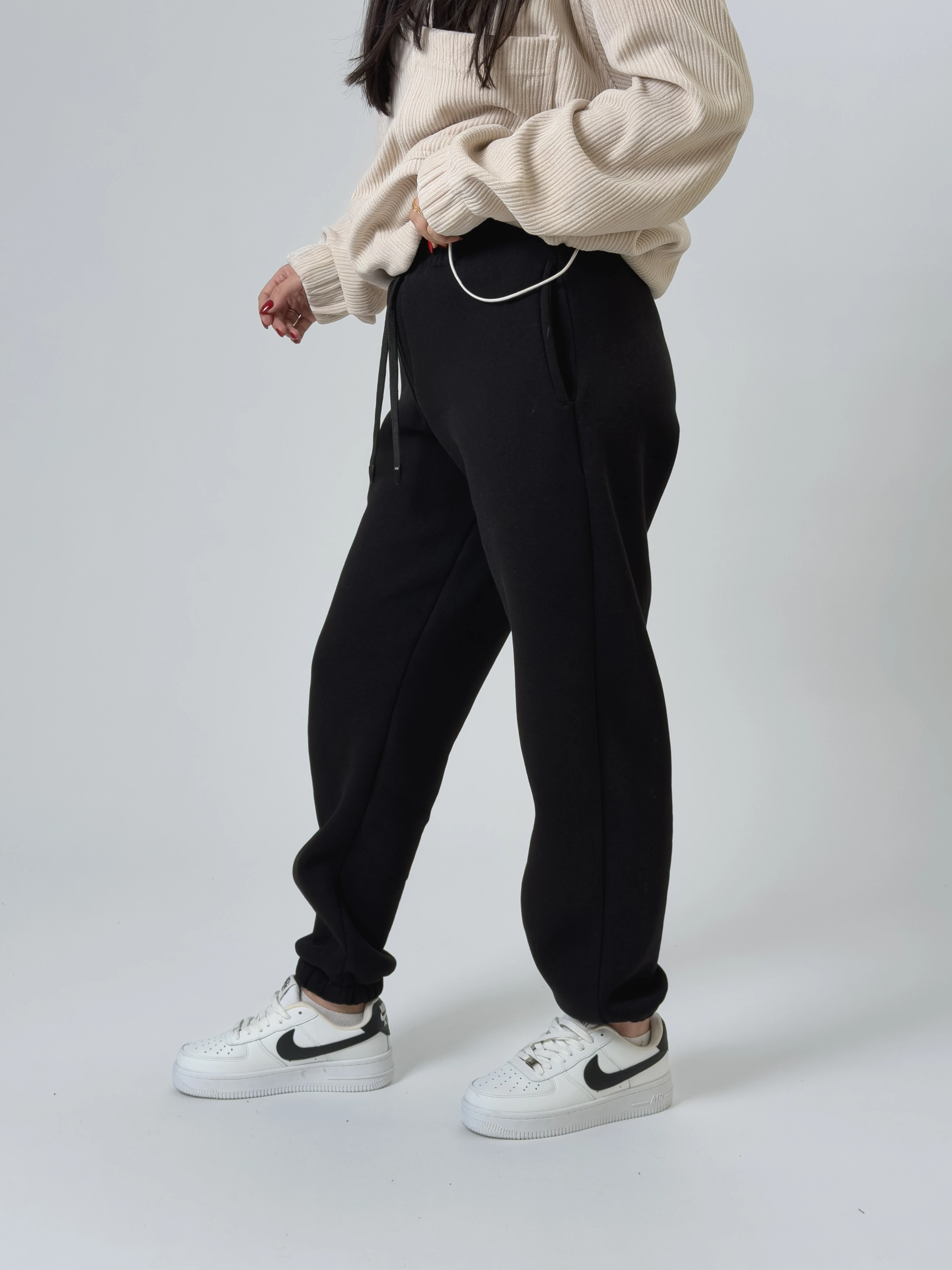 Şardonlu Siyah Kadın Jogger Eşofman COC2543