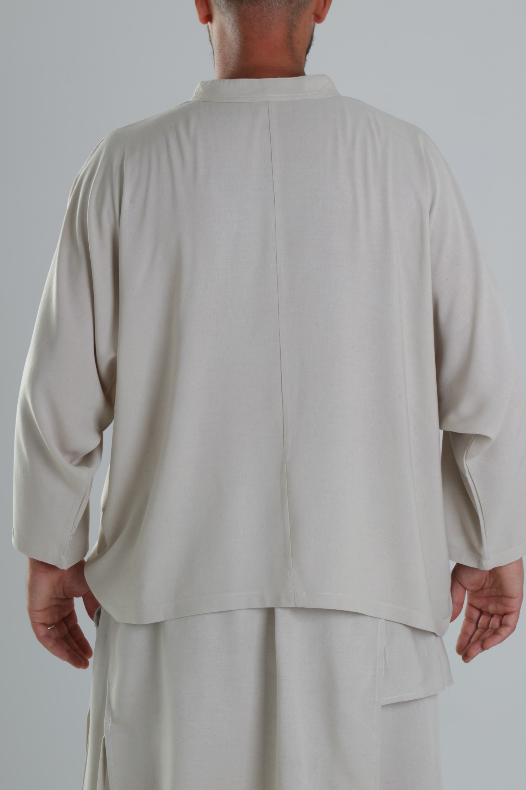 Keten Kumaş Oversize Bej Tasarım T-Shirt