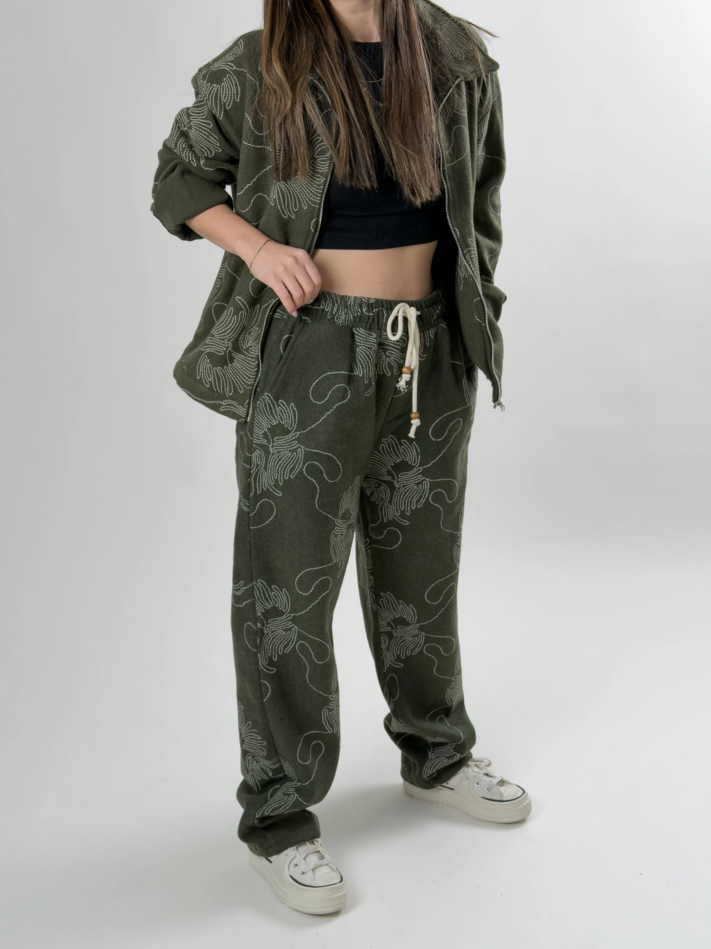 Nakış İşlemeli Kadın Yeşil Takım COC2642