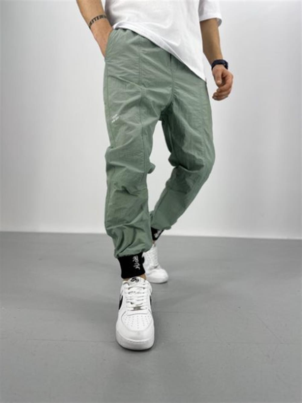 Erkek Premium Kalite Su Yeşili Paraşüt Kumaş Jogger