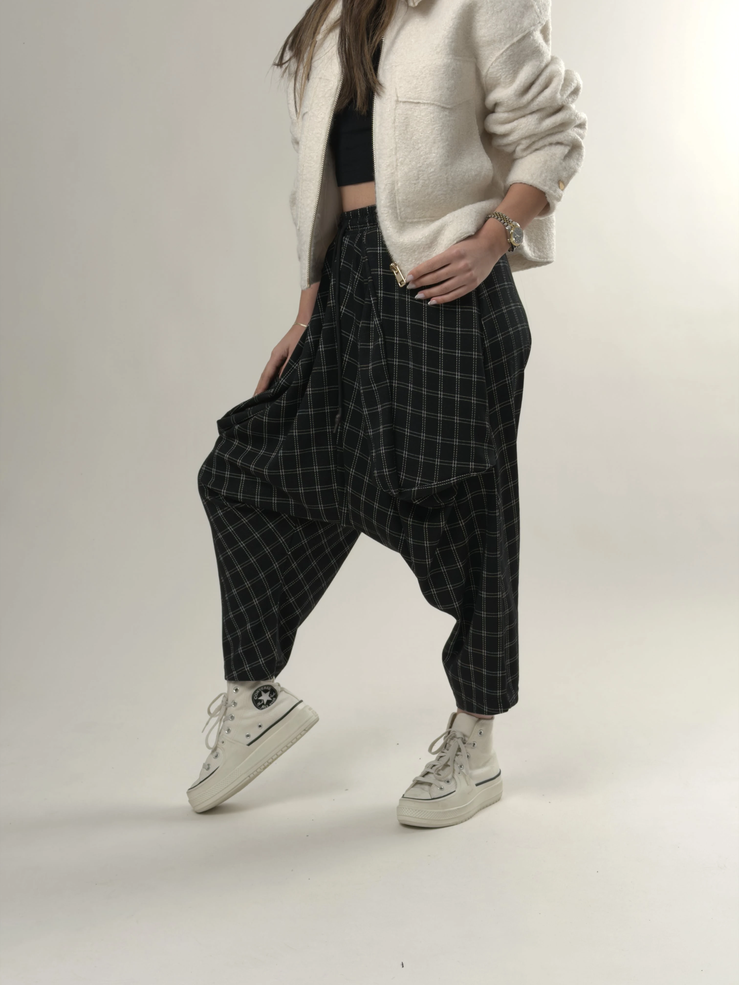 Kadın Ekose Avangard Şalvar COC2636