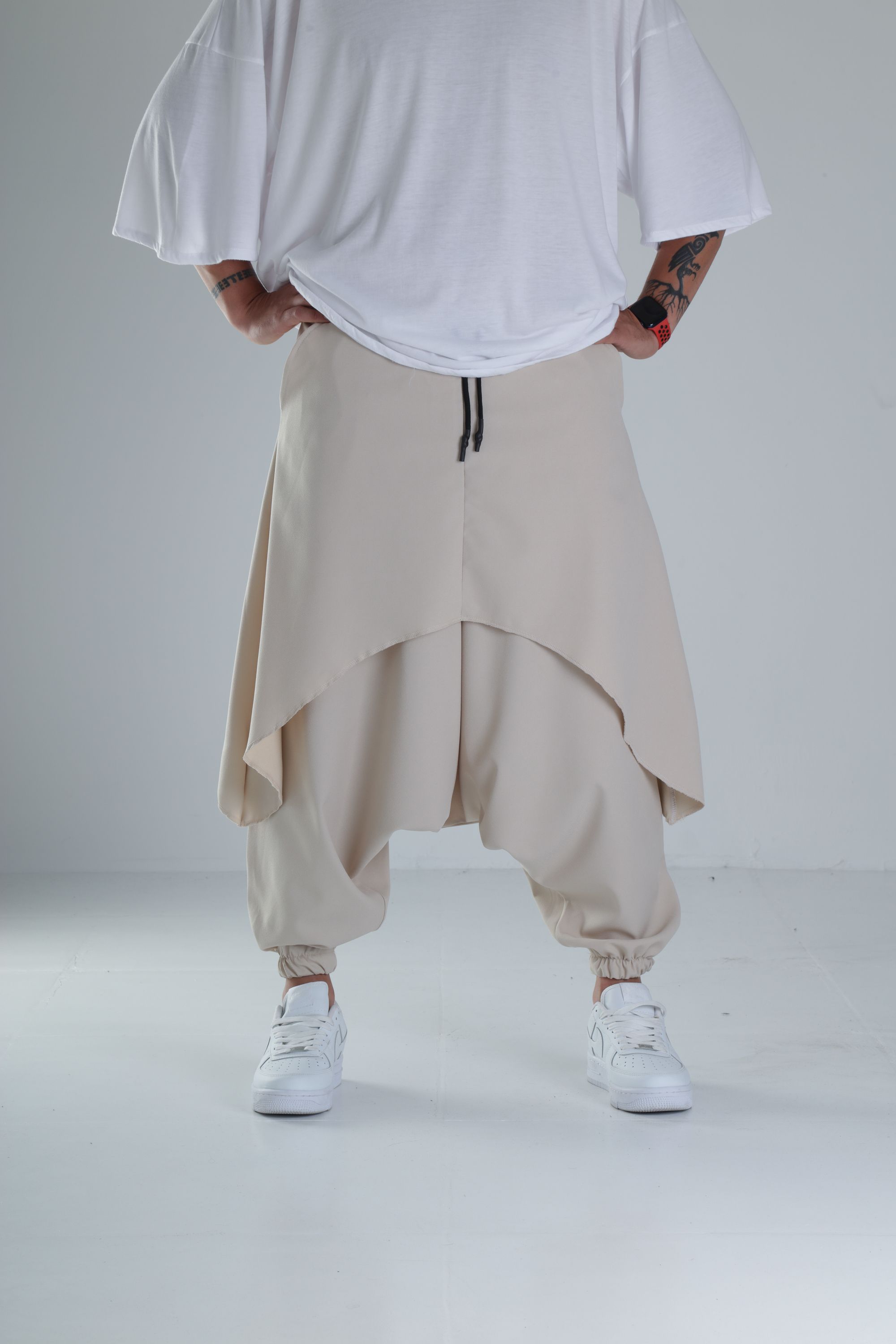 Oversize Şalvarlı Samurai Bej Pantolon