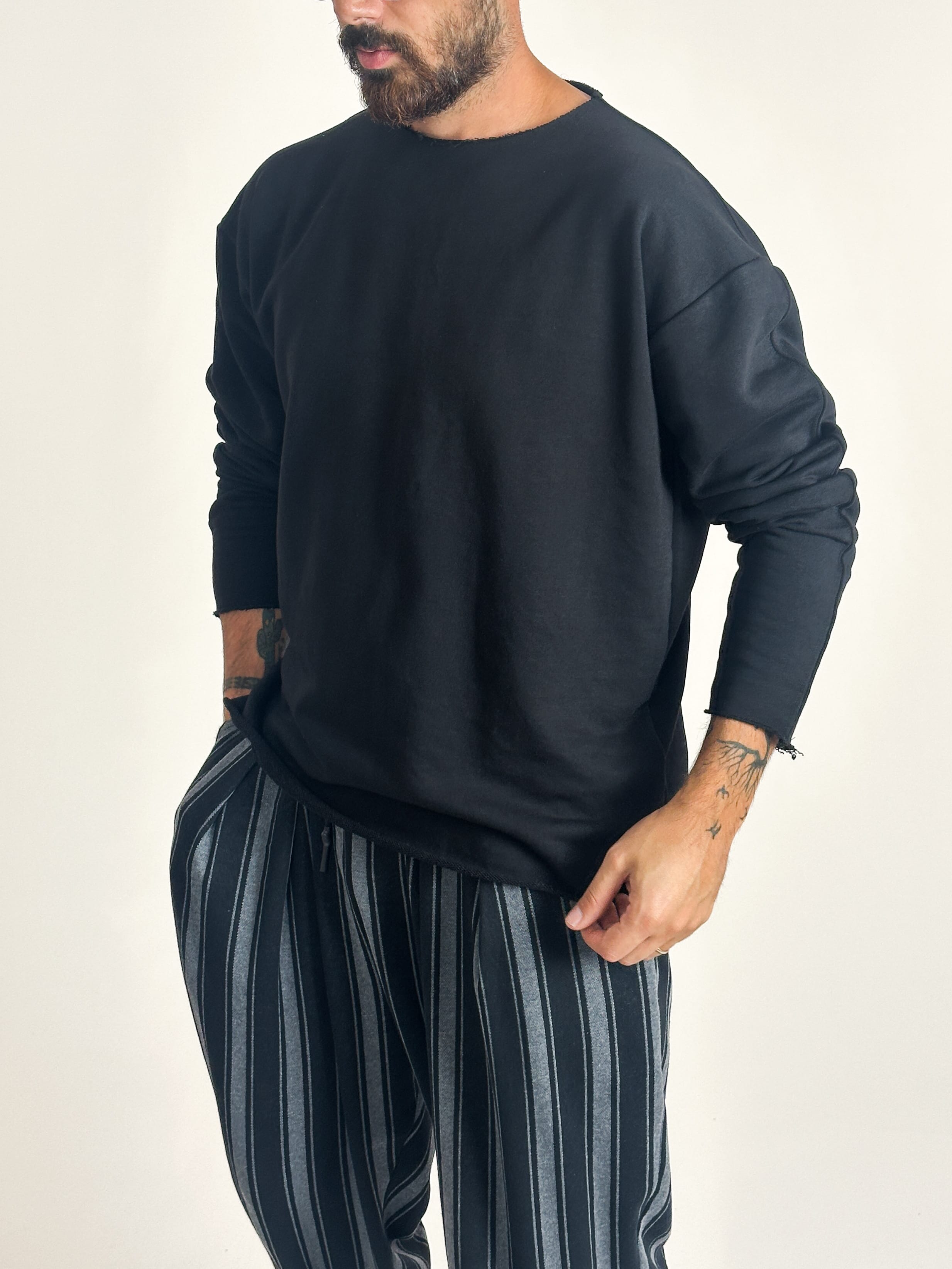 Erkek Basic Siyah Sweatshirt
