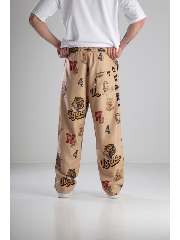 Tigers Desenli Dokuma Kumaş Baggy Pantolon