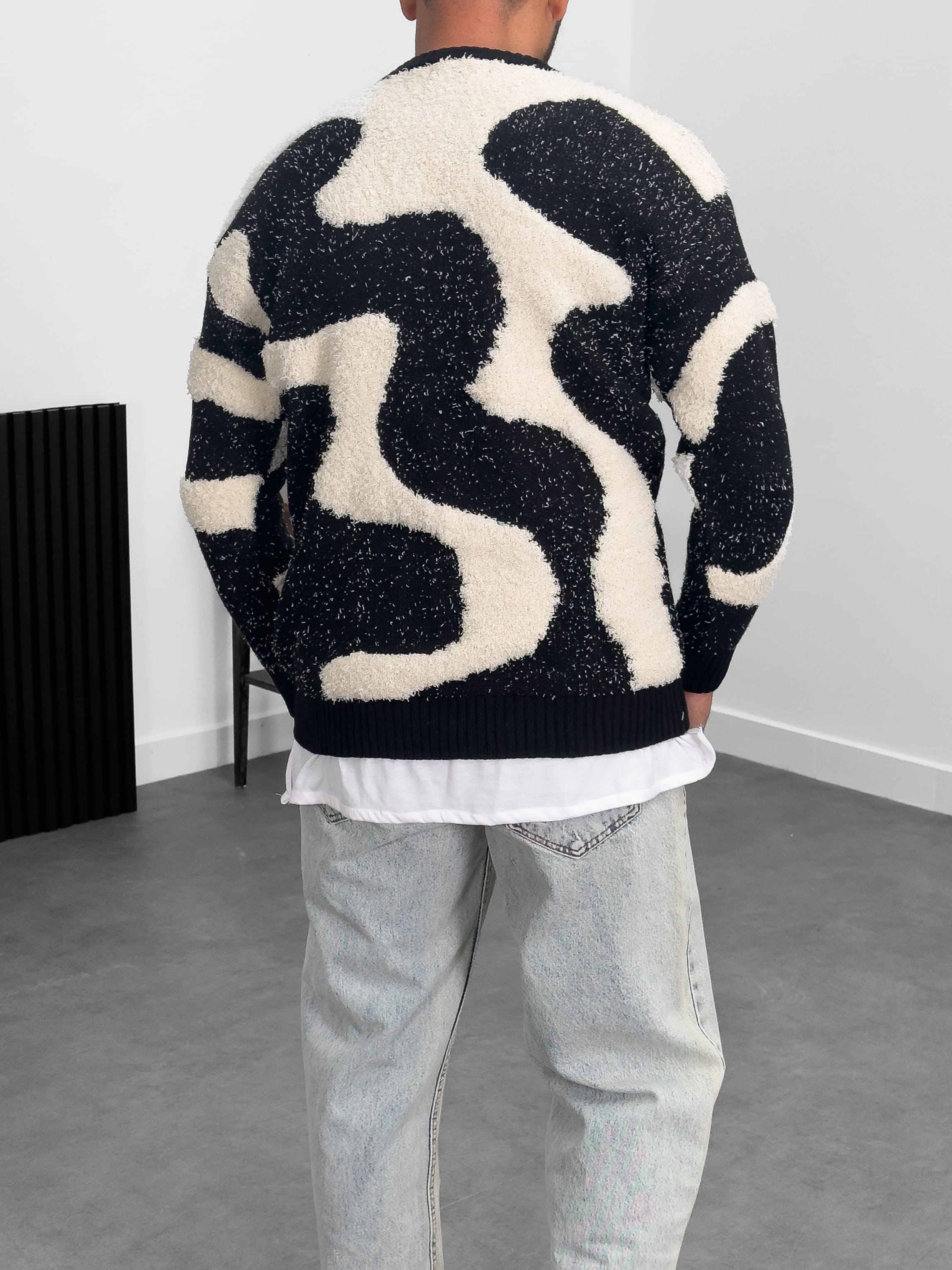 Dalga Desenli Peluş Sweatshirt
