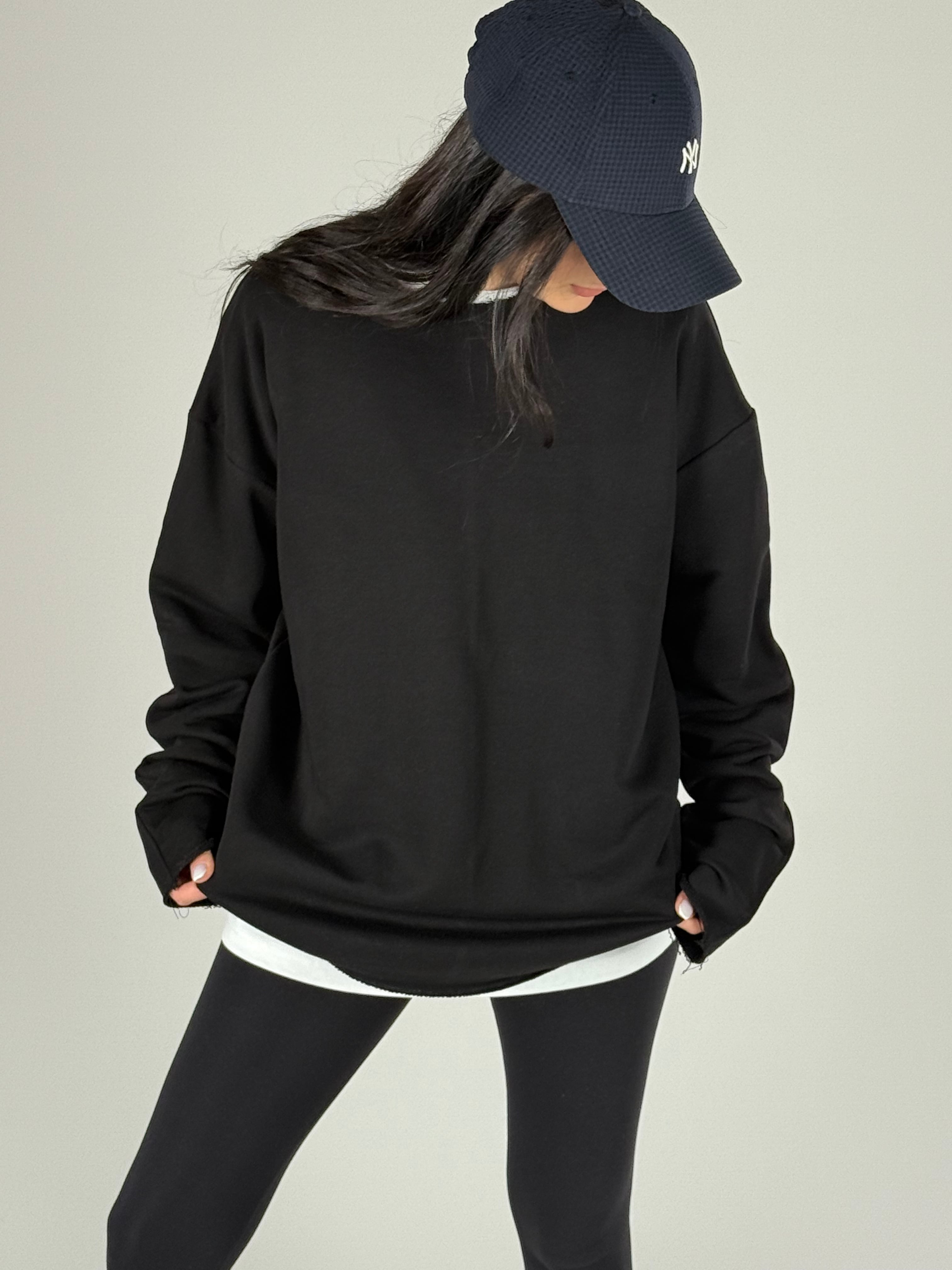 Oversize Siyah Kadın Sweat