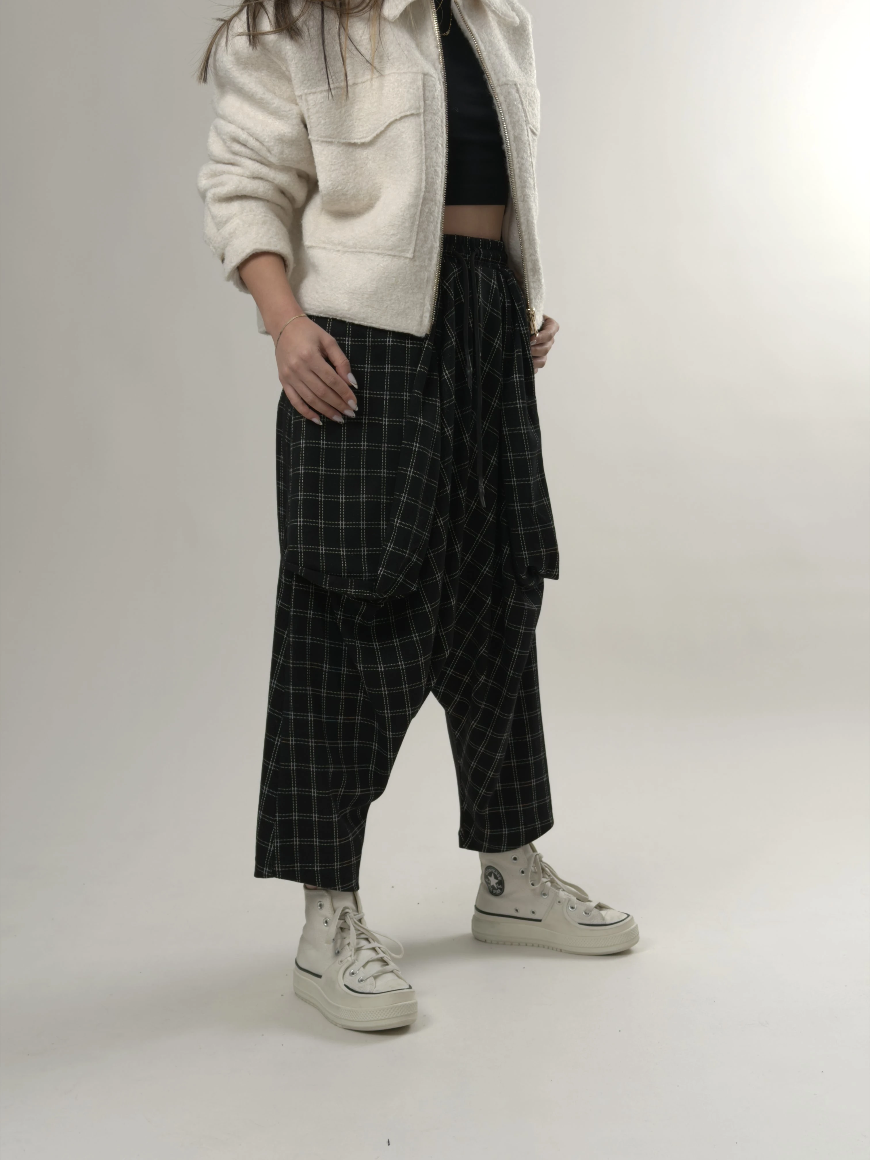 Kadın Ekose Avangard Şalvar COC2636